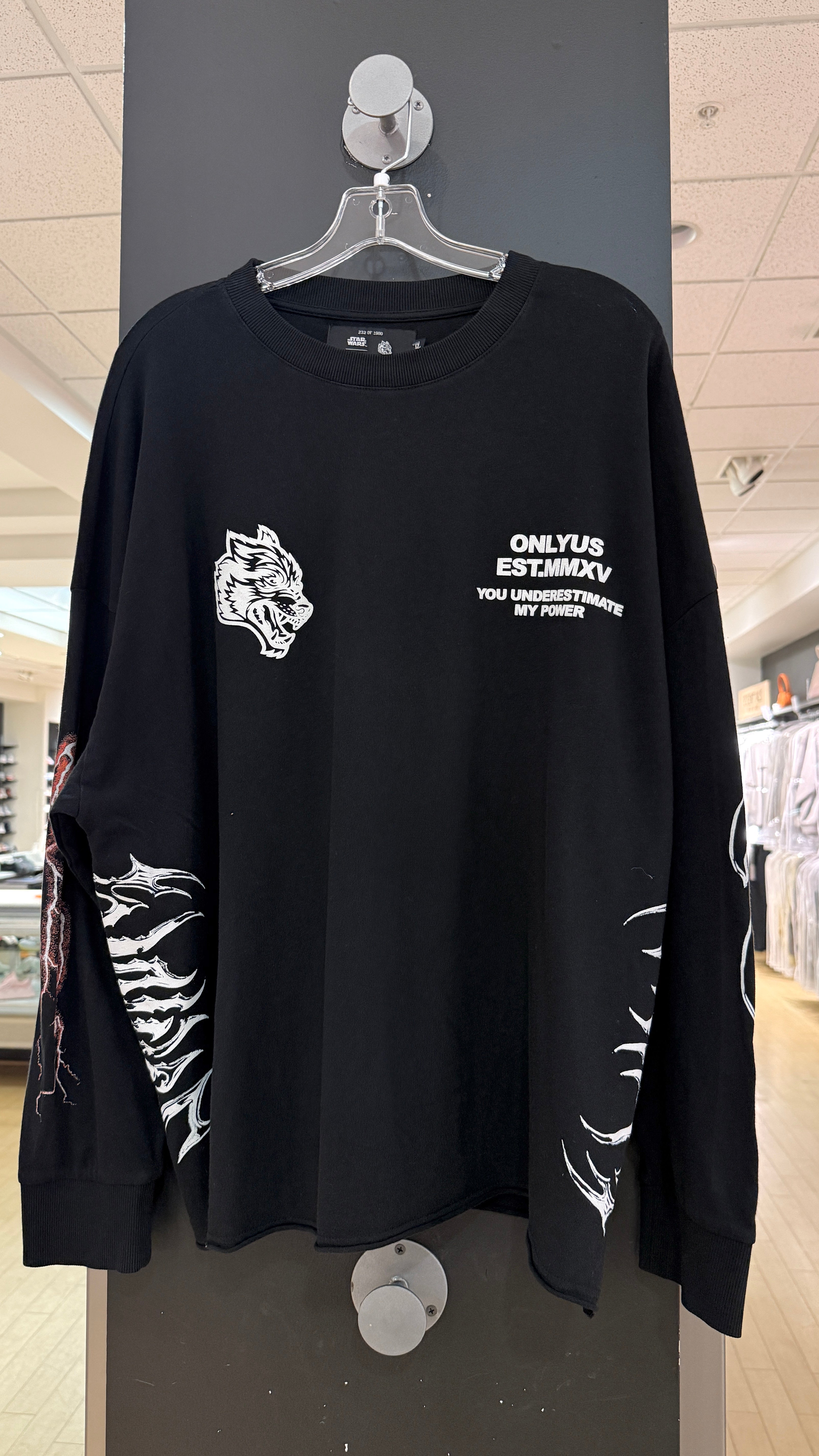 Darc Sport x Star Wars Kylo Ren Box Cut Long Sleeve Tee Black Sz XL