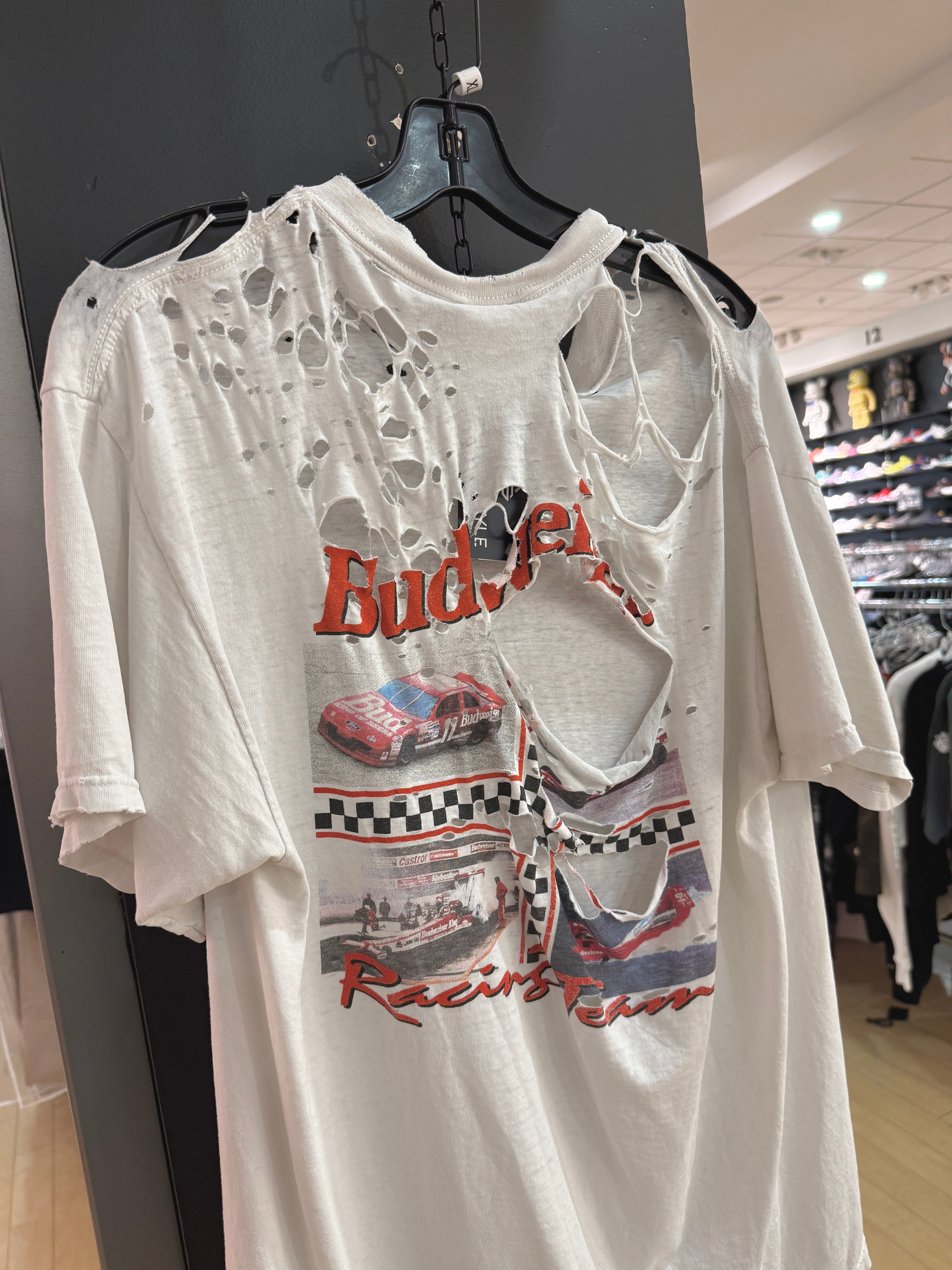 90s Thrashed Budweiser Racing Team Tee Size XL