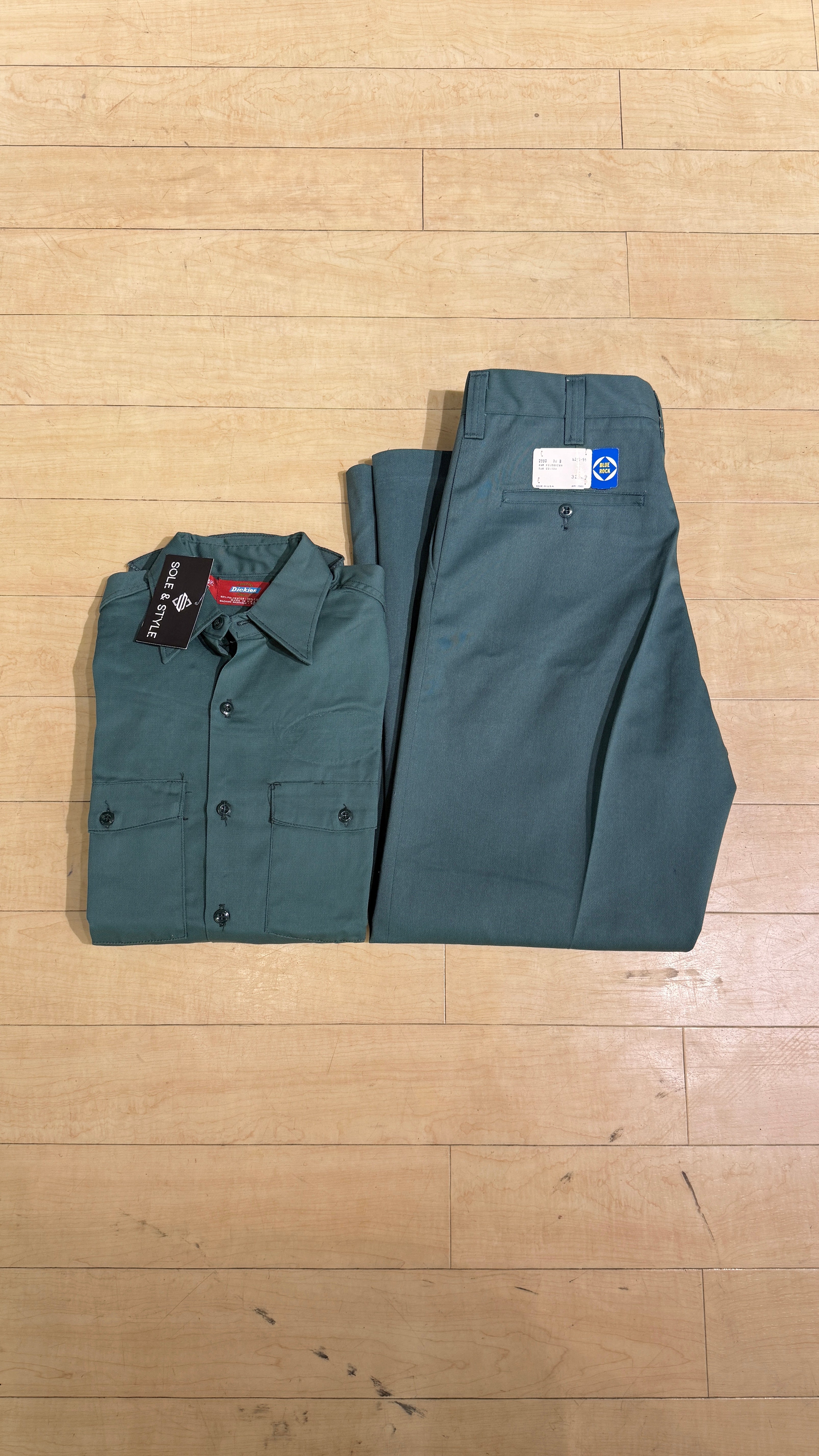 70s Dickies / Blue Rock L/S Mechanic Suit Green Sz Small / 32x29