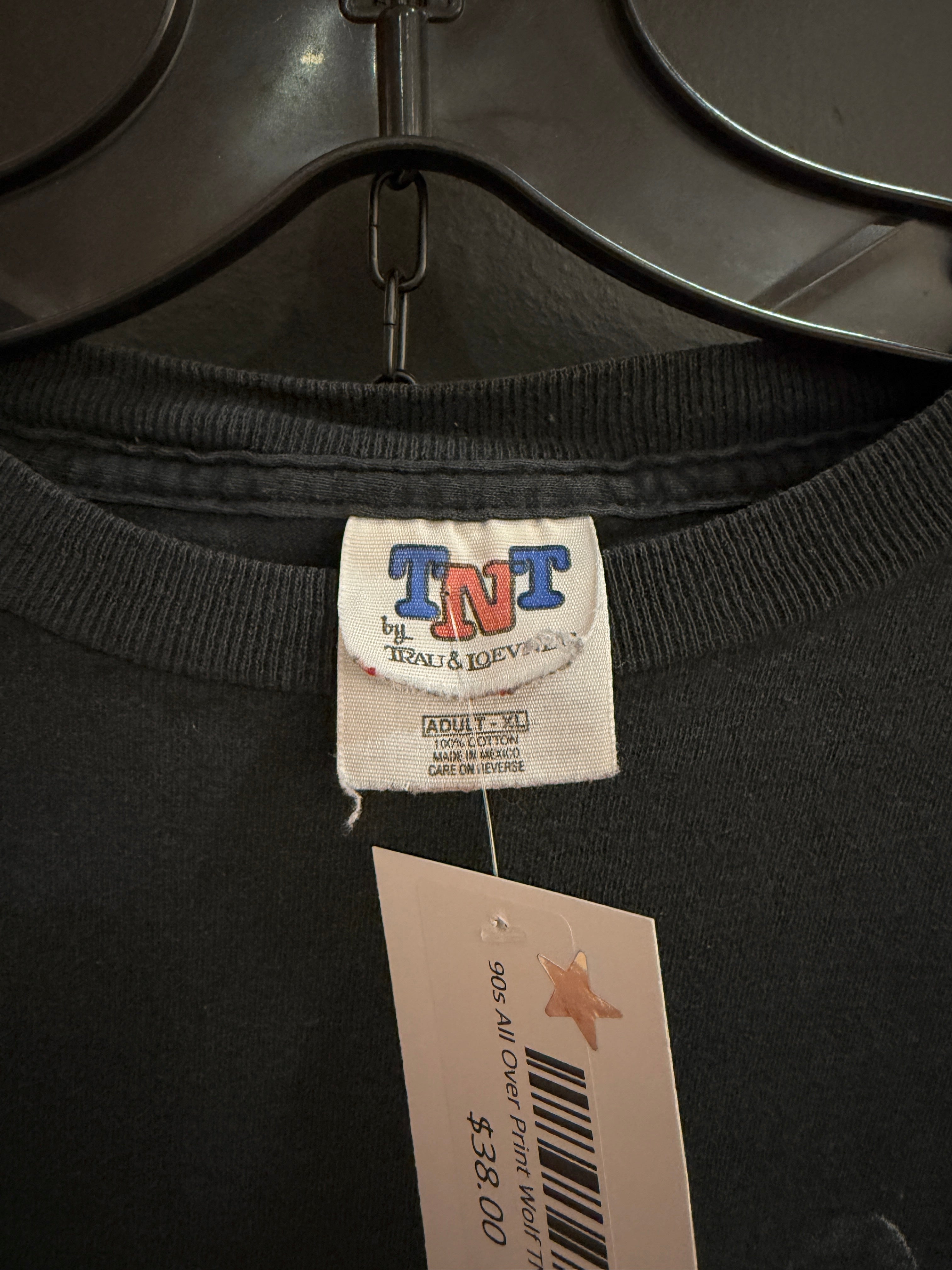 90s All Over Print Wolf TNT Tee Size XL