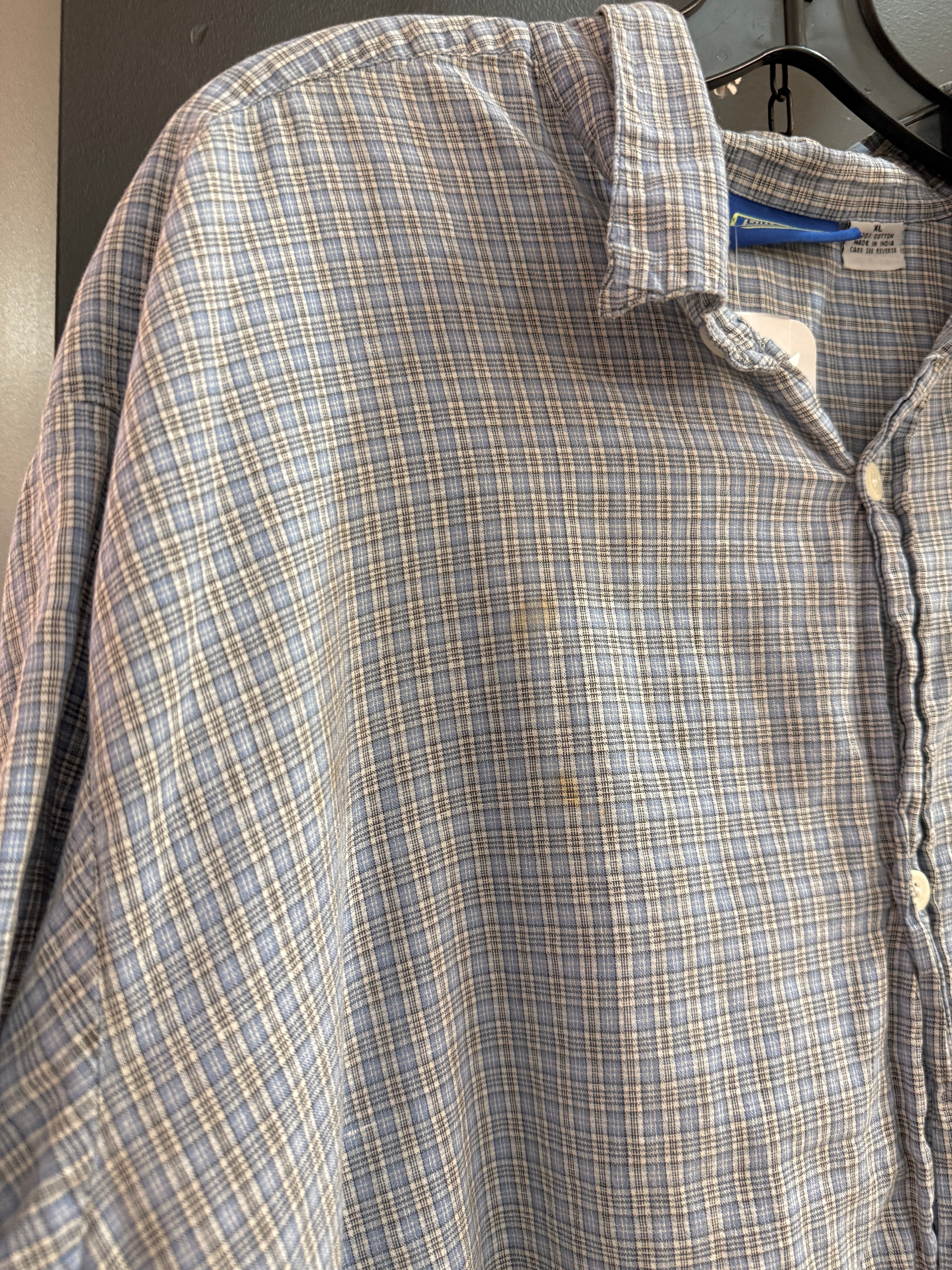 90s Billabong Baby Blue Micro Plaid Short Sleeve Button Up Size XL