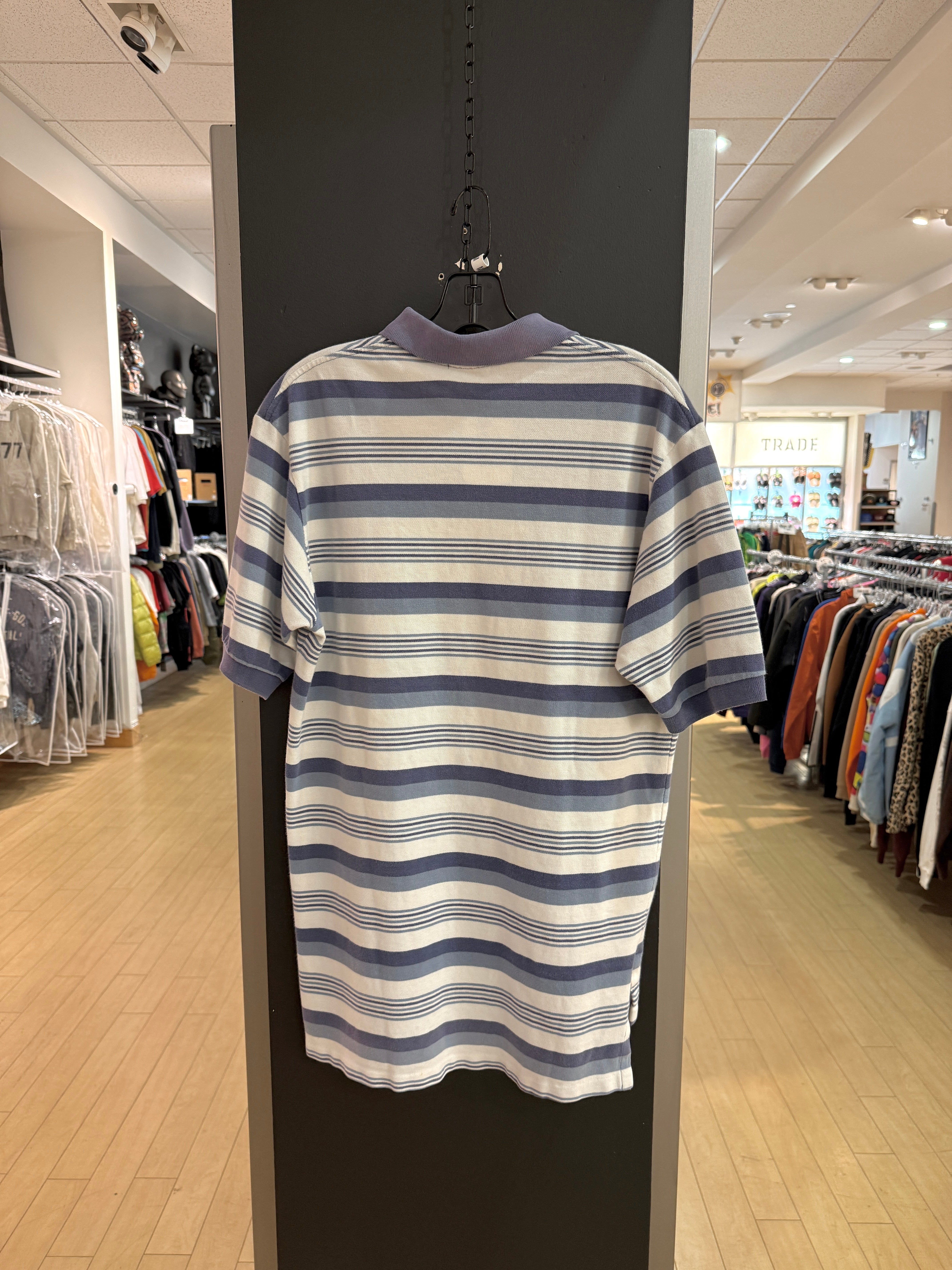 90s Polo Ralph Lauren White / Blue Striped Polo Size M