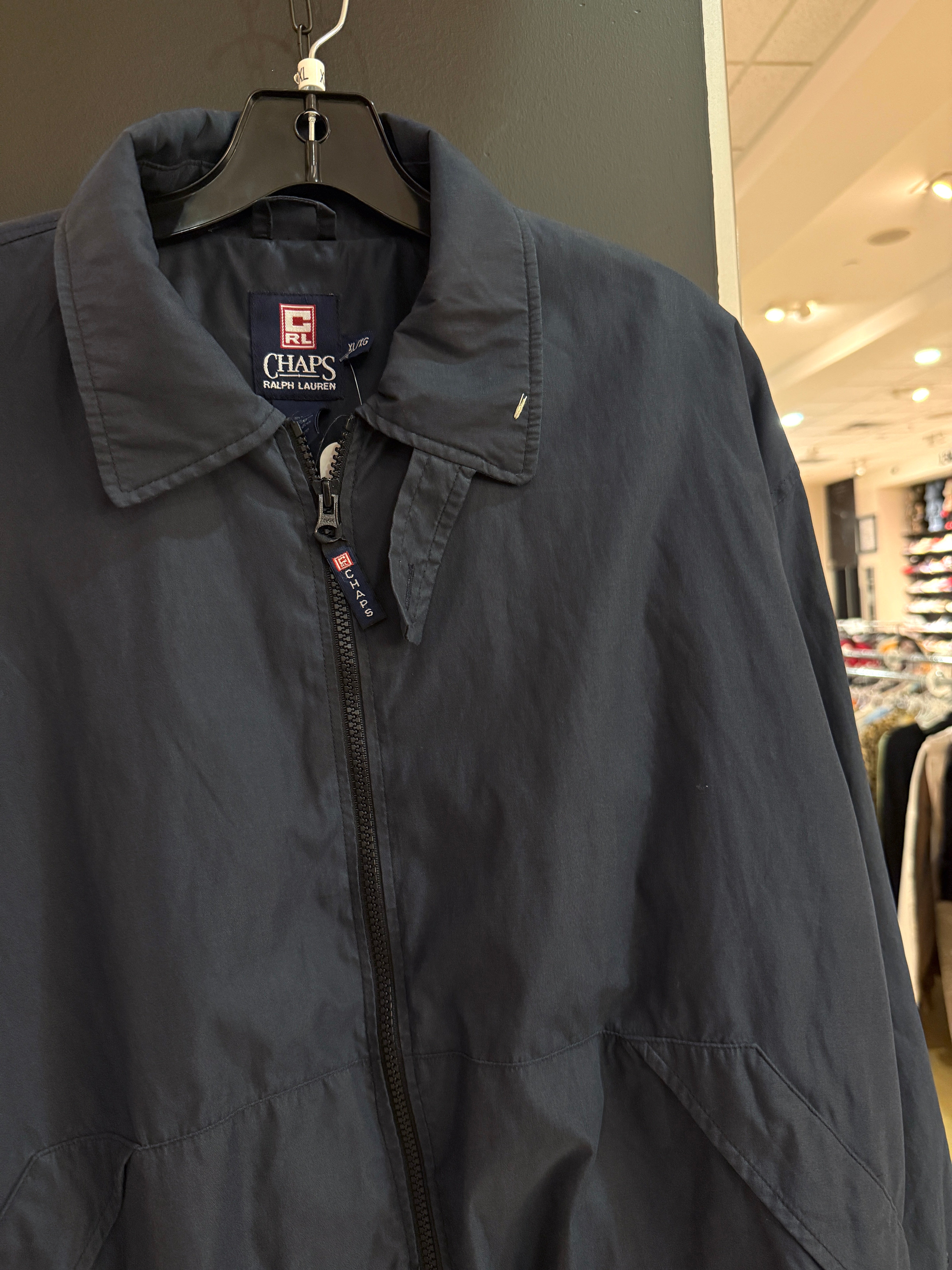 Y2K Chaps Ralph Lauren Navy Blue Harrington Jacket Size XL