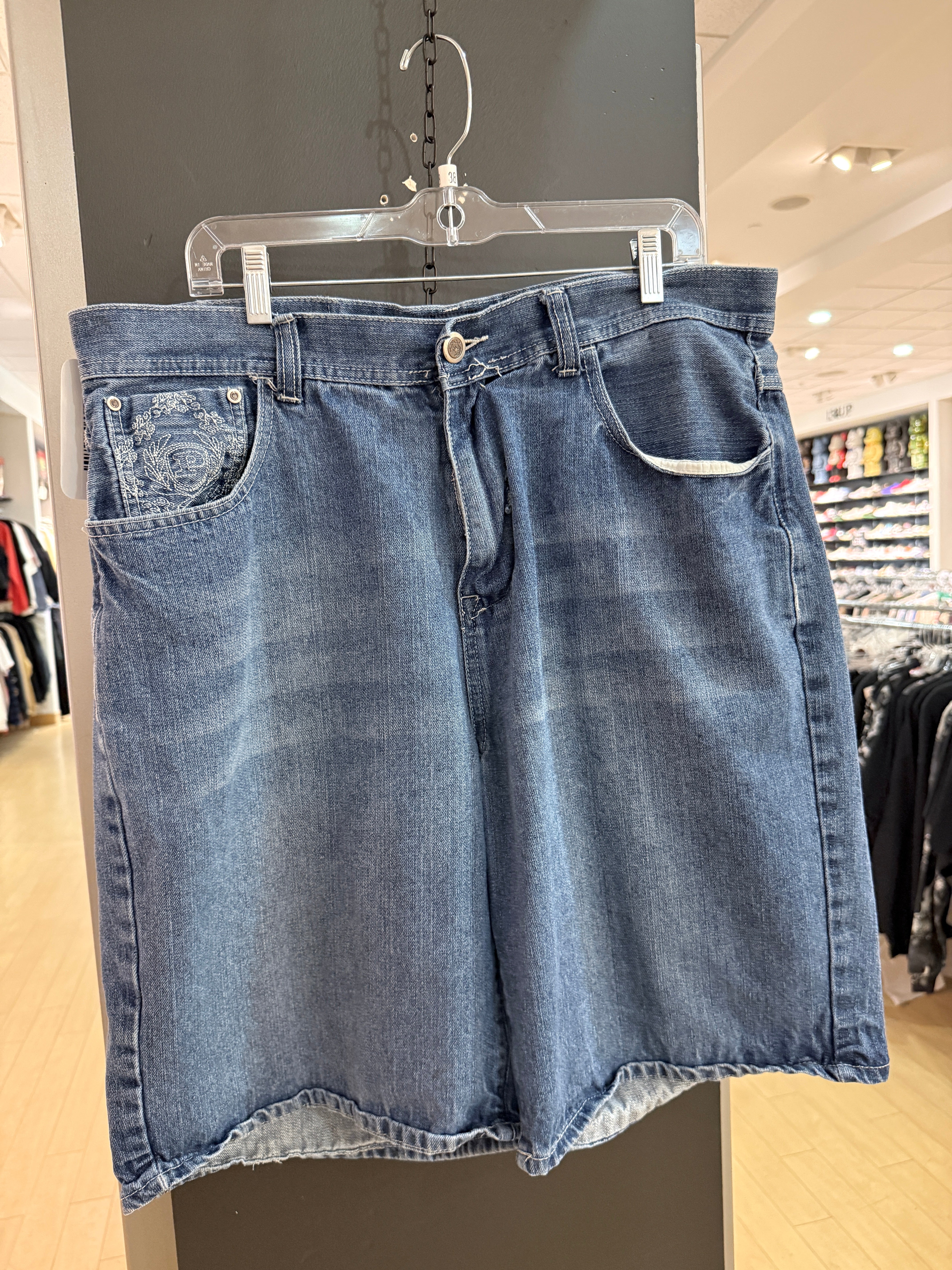 Y2K Phat Farm Crest Pocket Denim Jorts Size 38