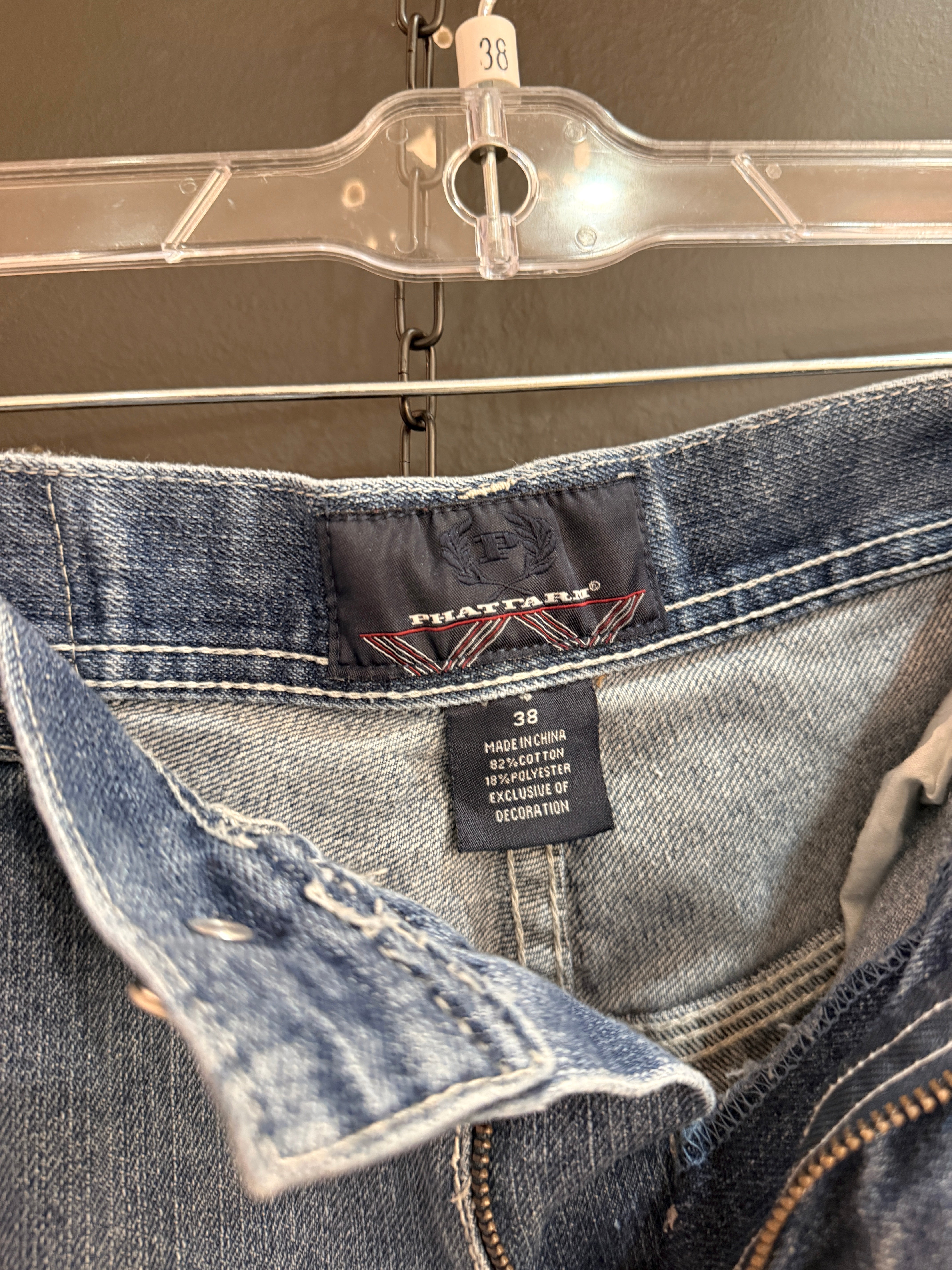 Y2K Phat Farm Crest Pocket Denim Jorts Size 38