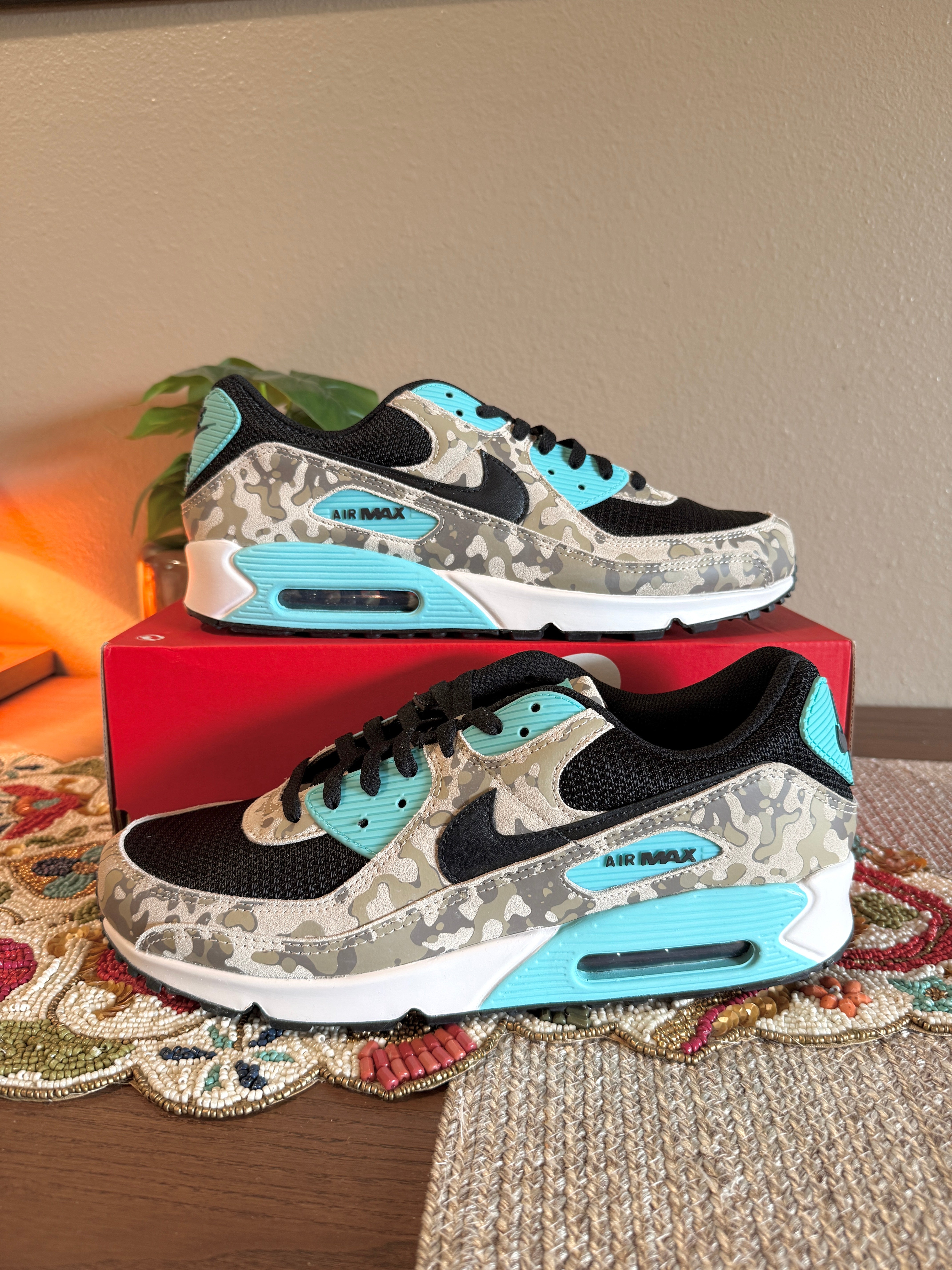 Nike Air Max 90 Premium Aurora Green Camo Size 13 MISSING LID