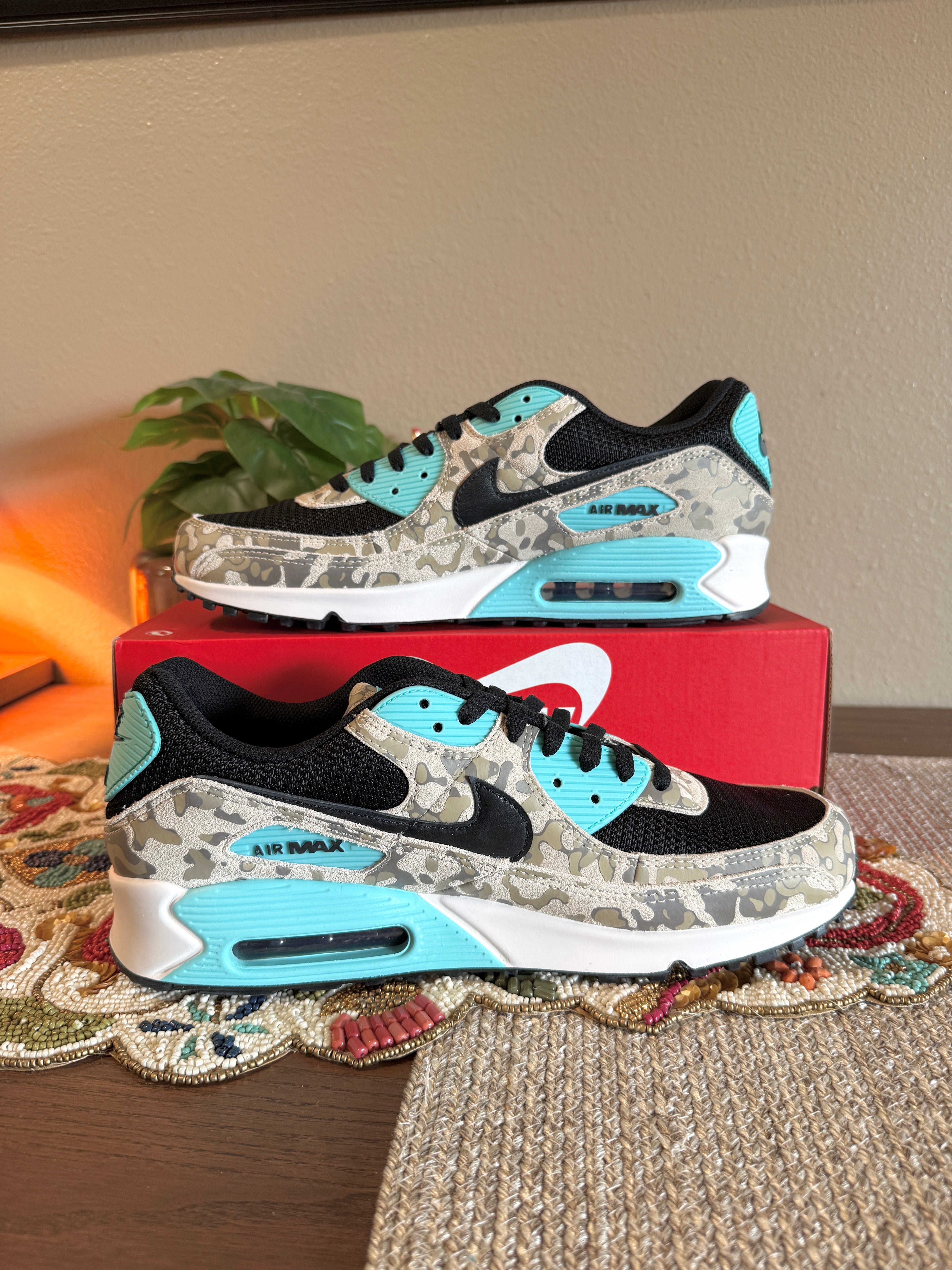 Nike Air Max 90 Premium Aurora Green Camo Size 13 MISSING LID