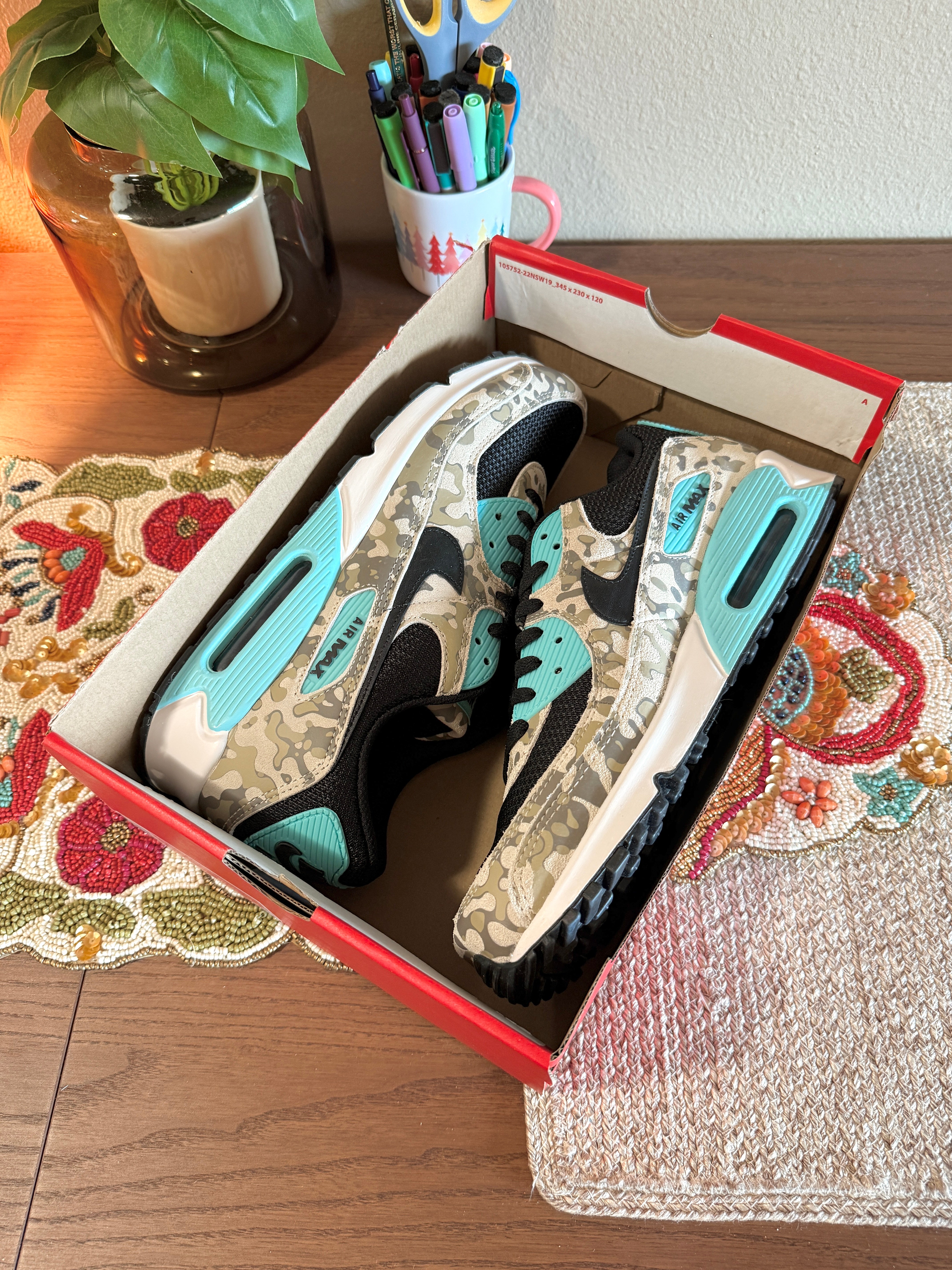Nike Air Max 90 Premium Aurora Green Camo Size 13 MISSING LID