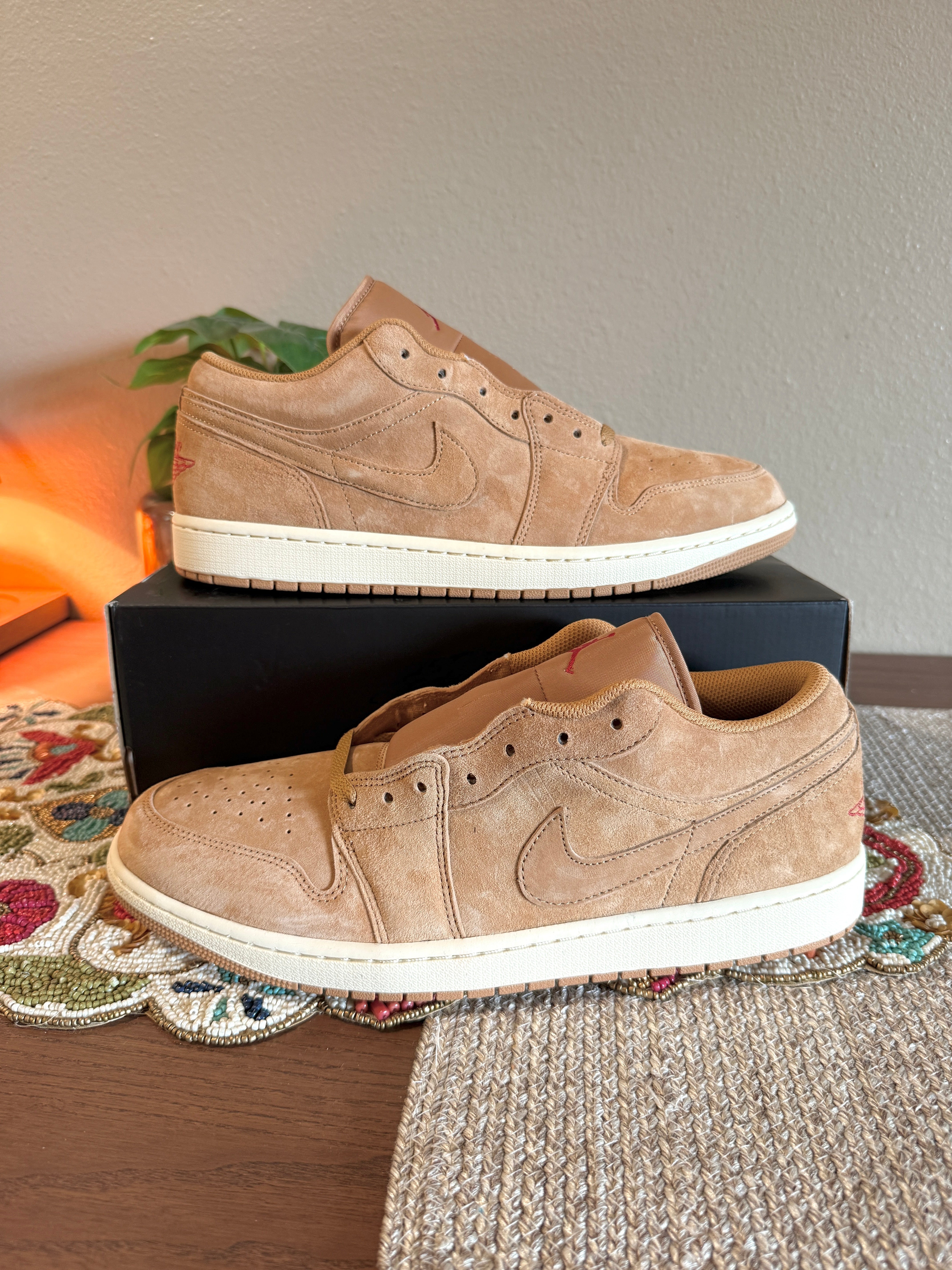 Jordan 1 Low Flax Wheat Size 14 MISSING LID