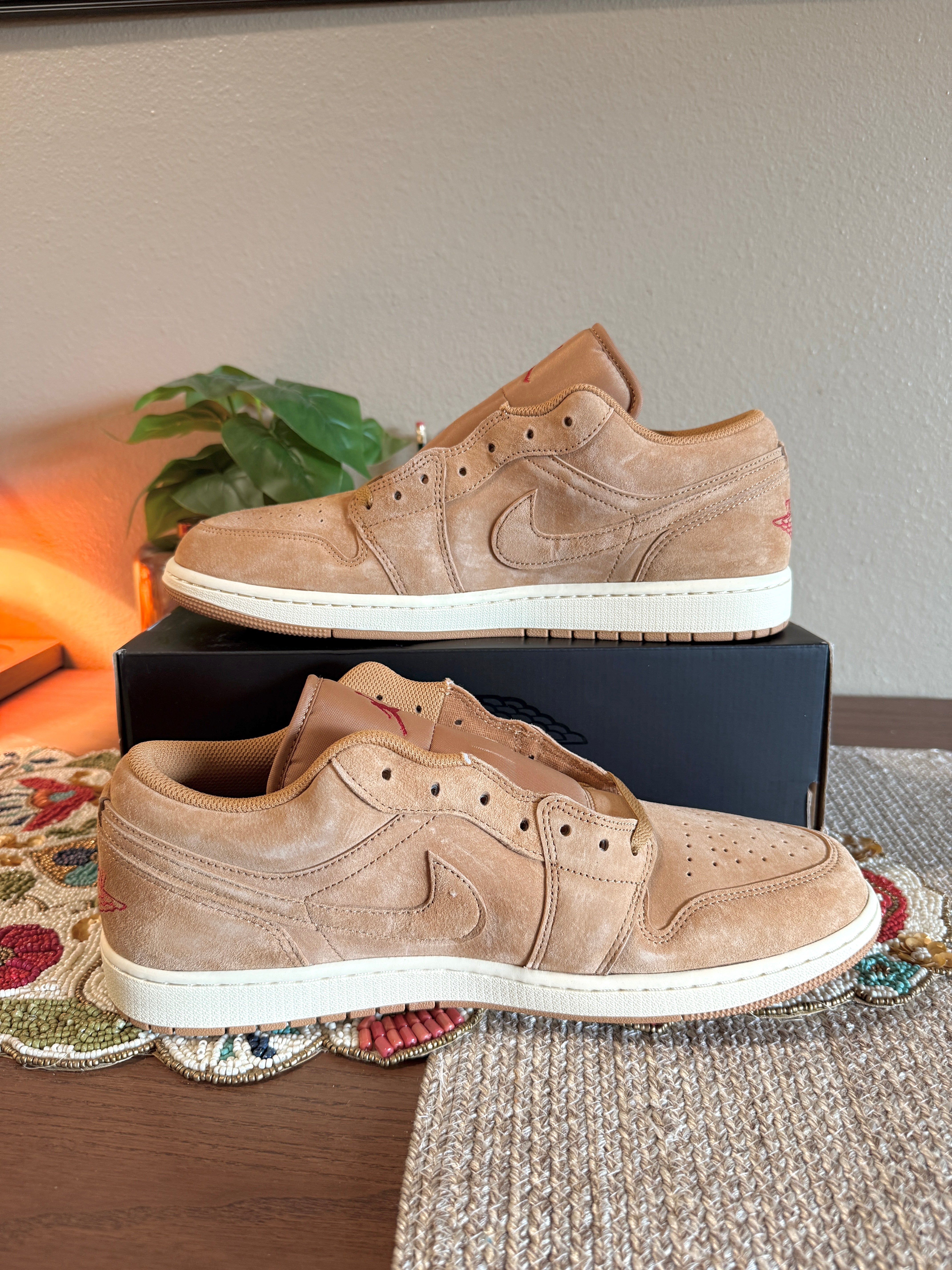 Jordan 1 Low Flax Wheat Size 14 MISSING LID