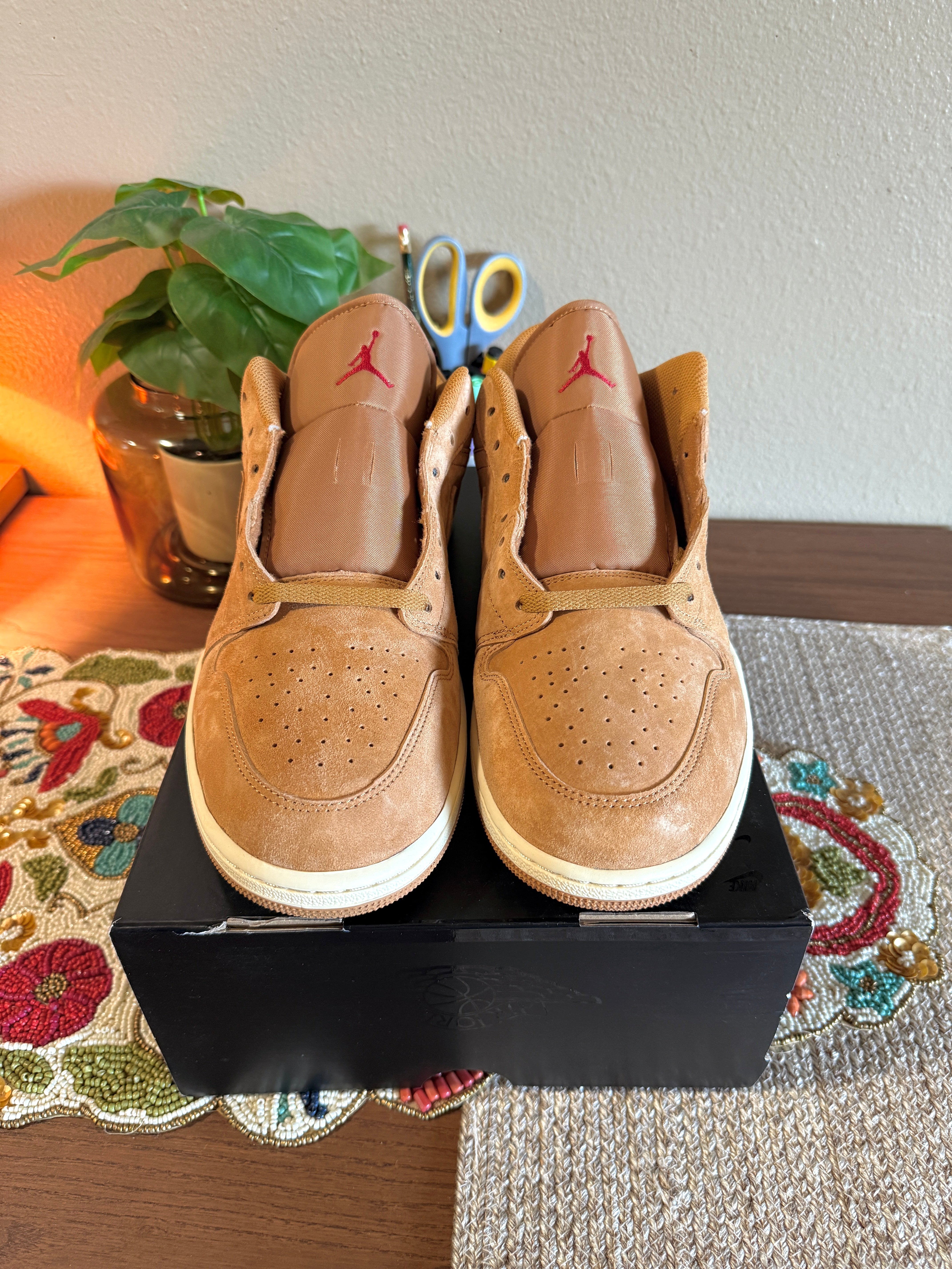 Jordan 1 Low Flax Wheat Size 14 MISSING LID