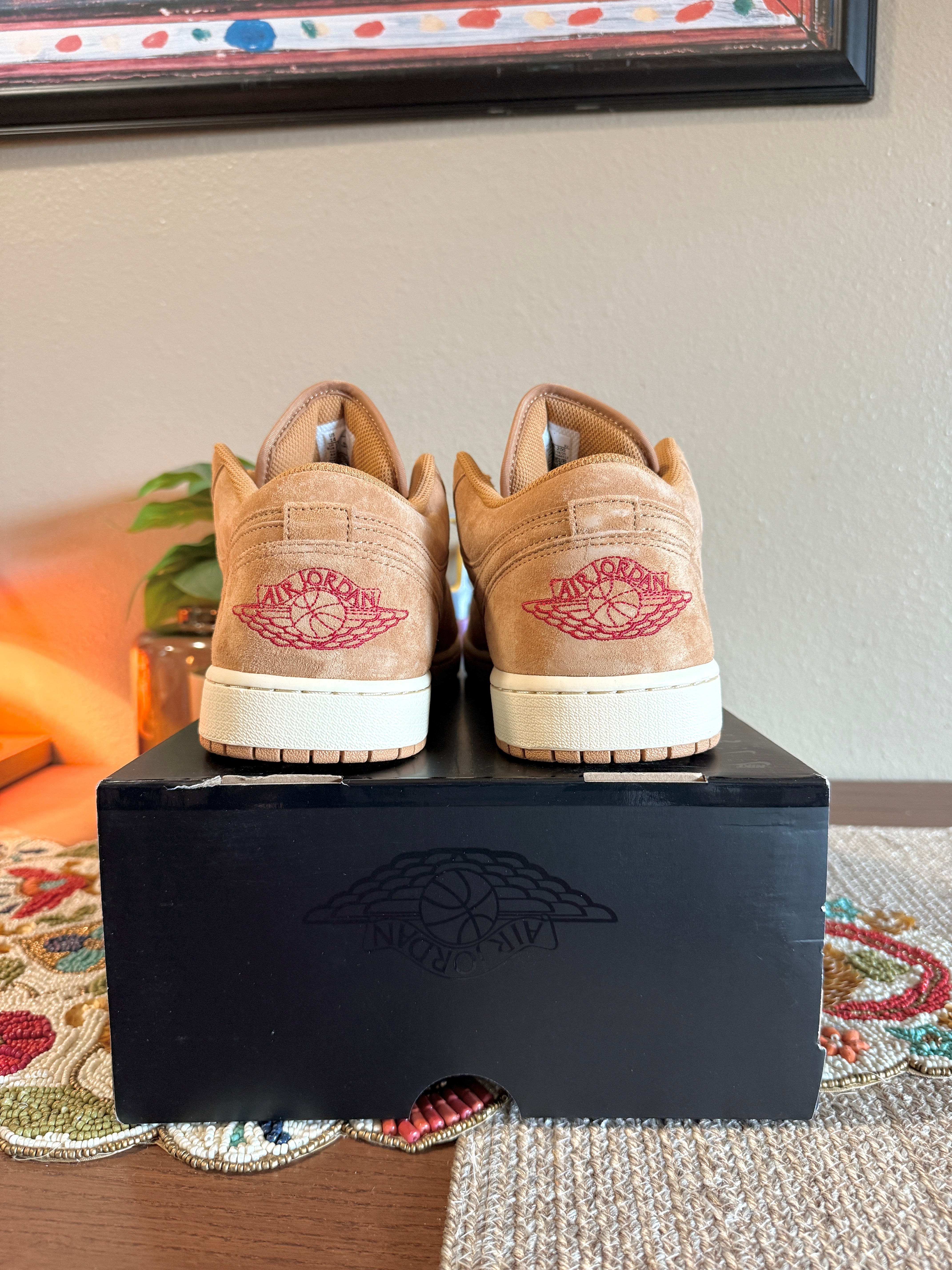 Jordan 1 Low Flax Wheat Size 14 MISSING LID