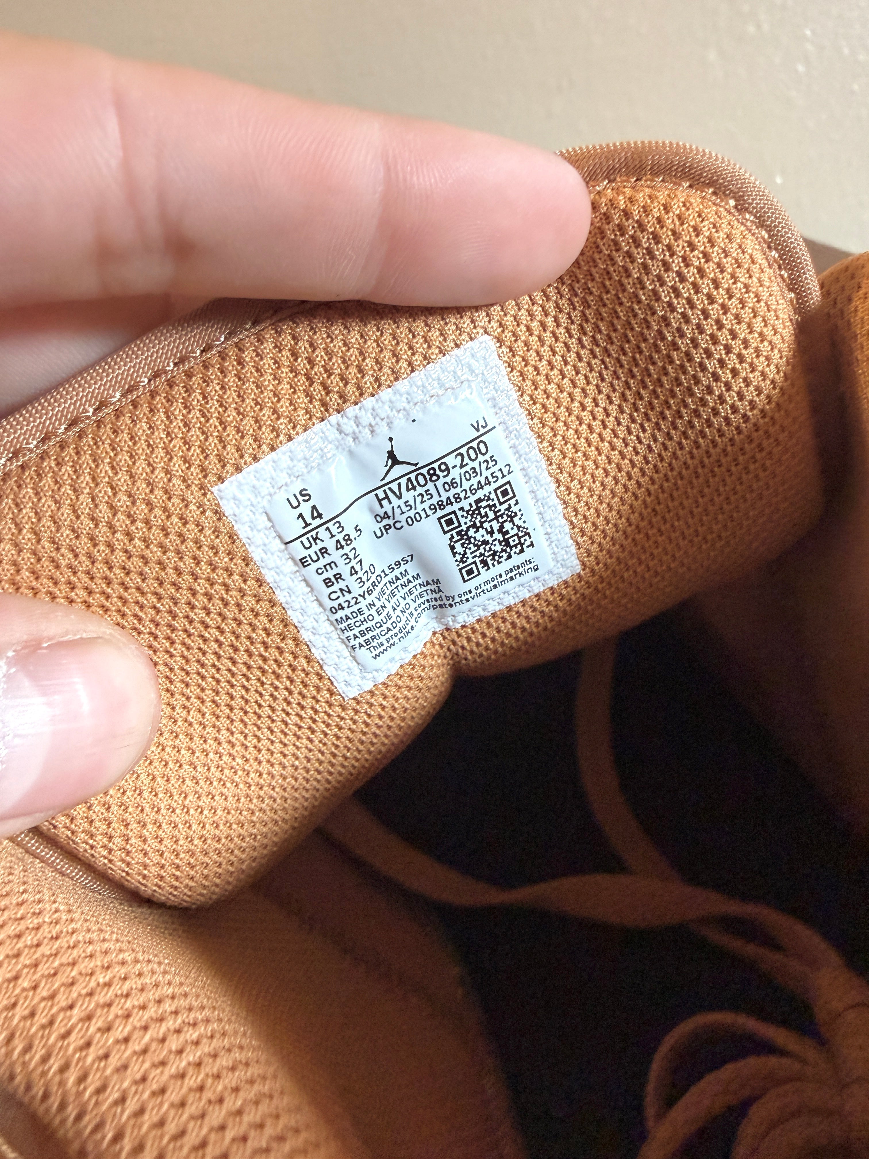 Jordan 1 Low Flax Wheat Size 14 MISSING LID
