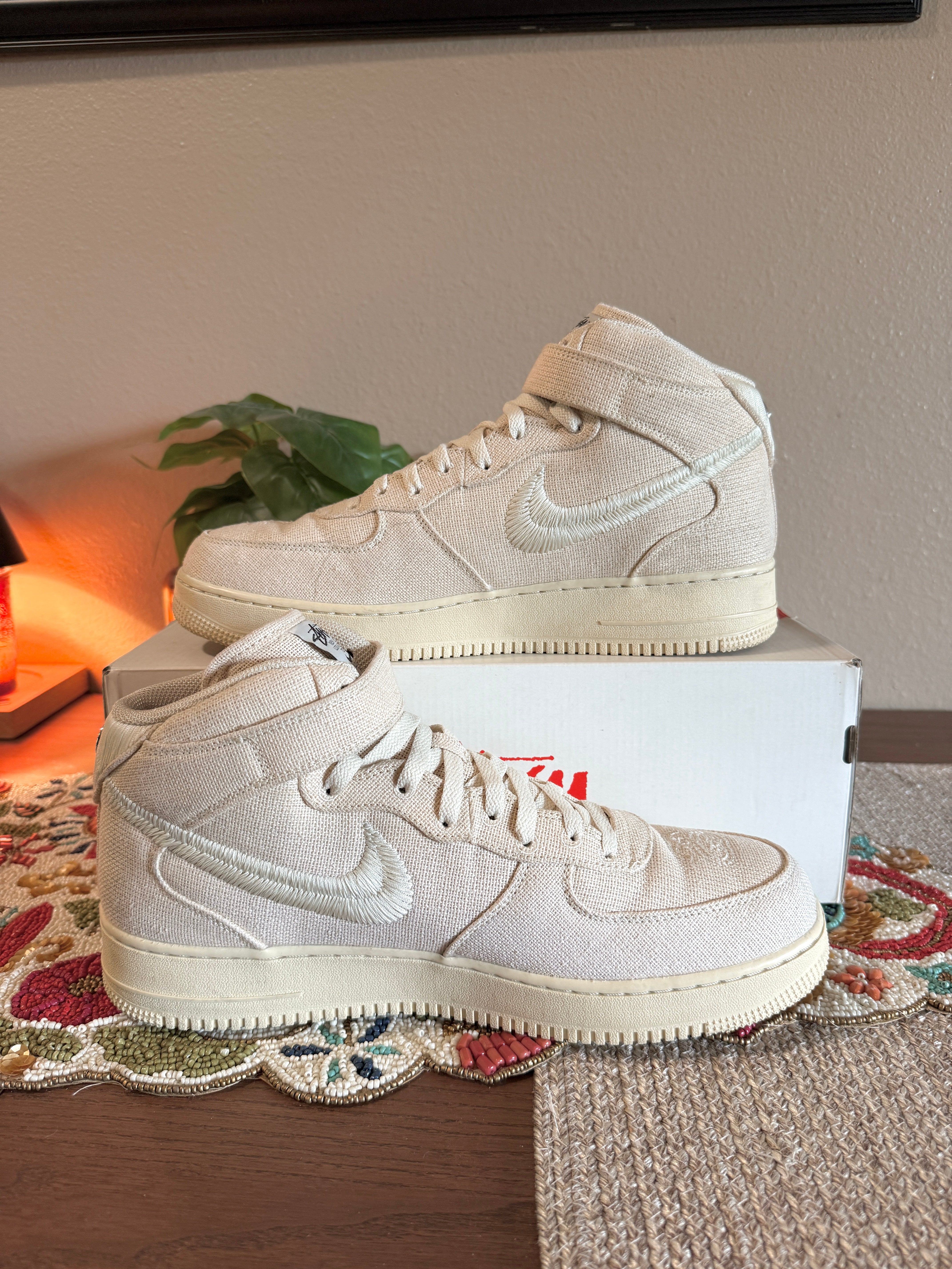 Nike Air Force 1 Mid Stussy Fossil Size 13 USED