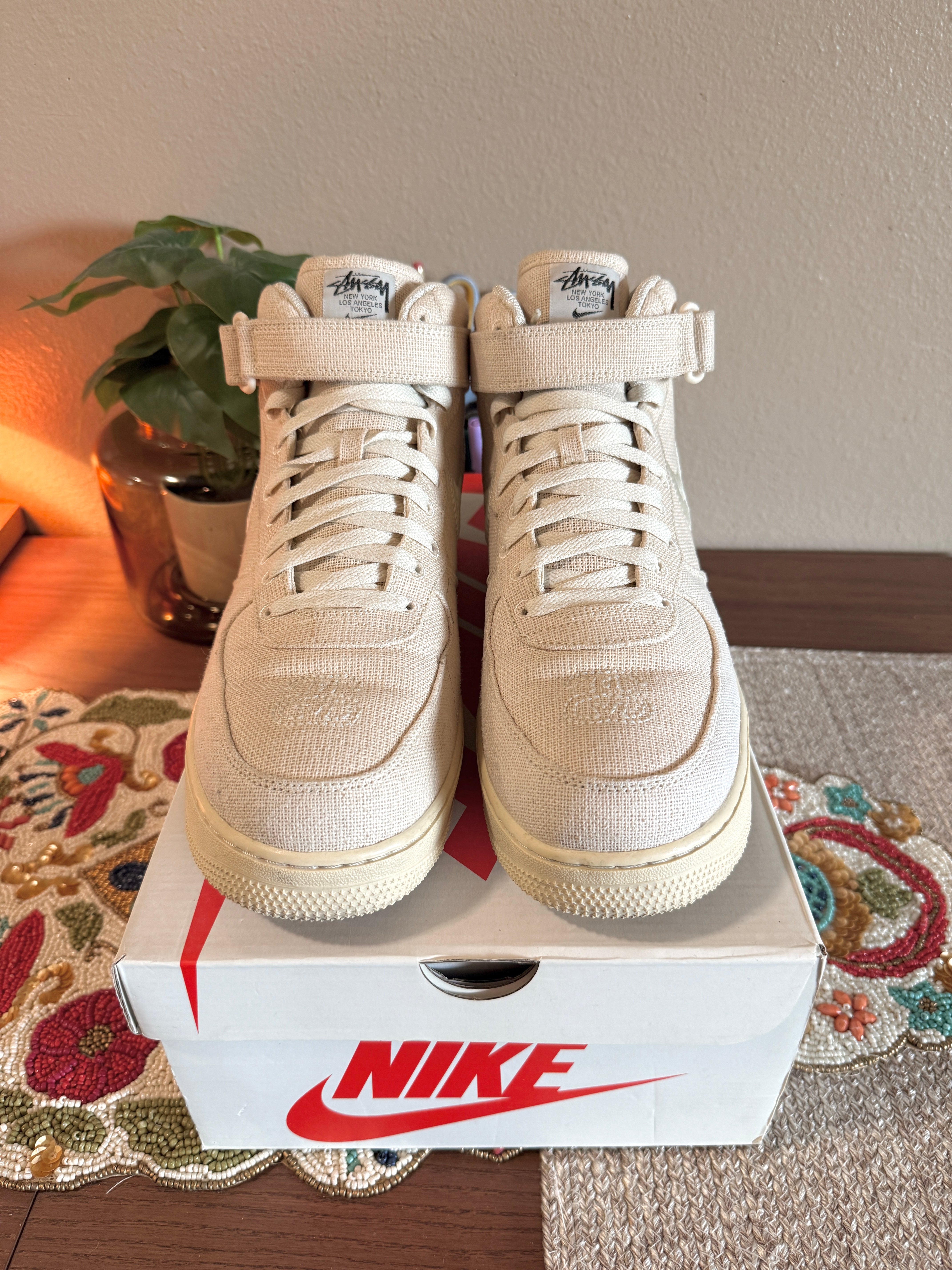 Nike Air Force 1 Mid Stussy Fossil Size 13 USED