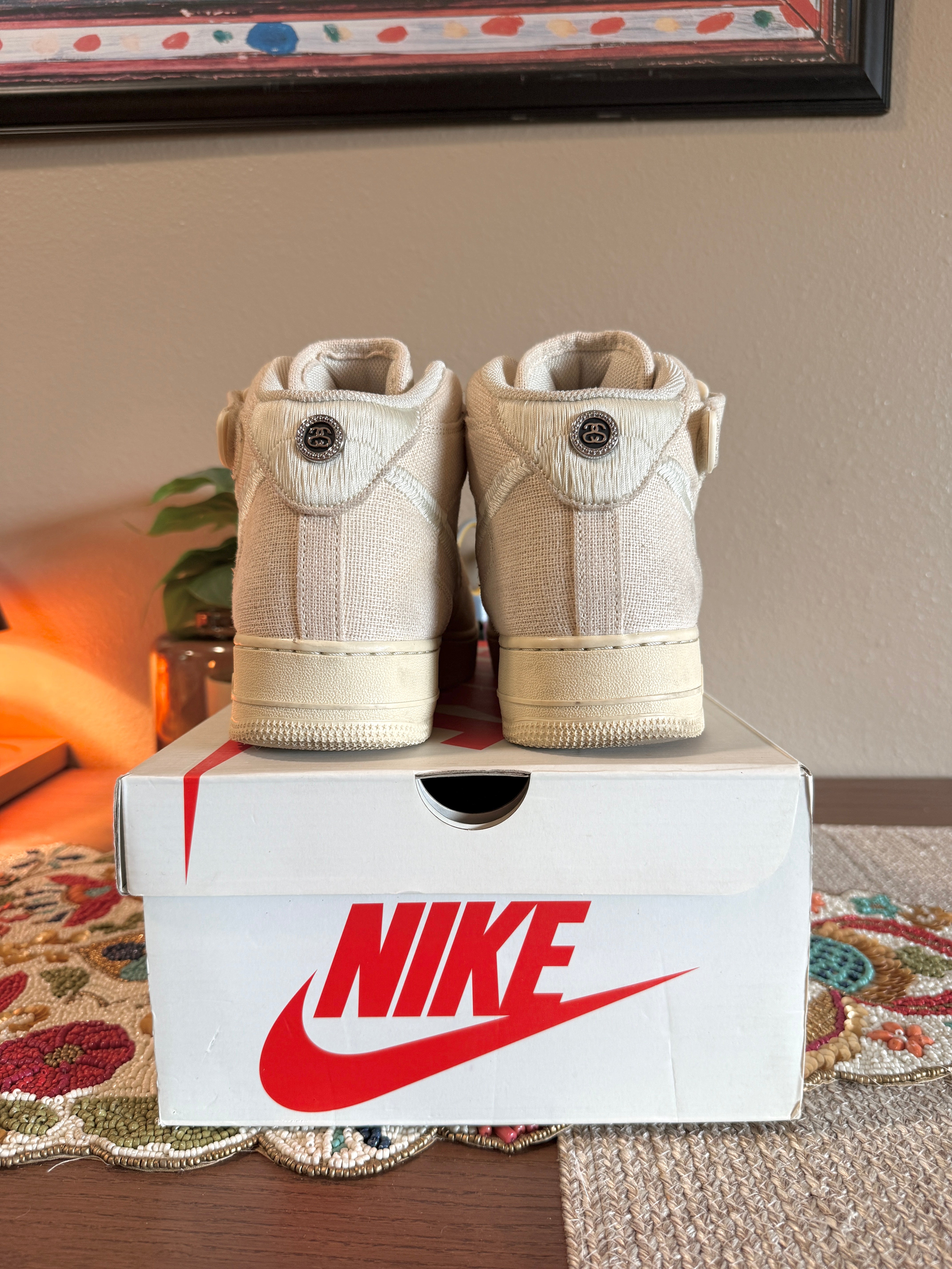 Nike Air Force 1 Mid Stussy Fossil Size 13 USED