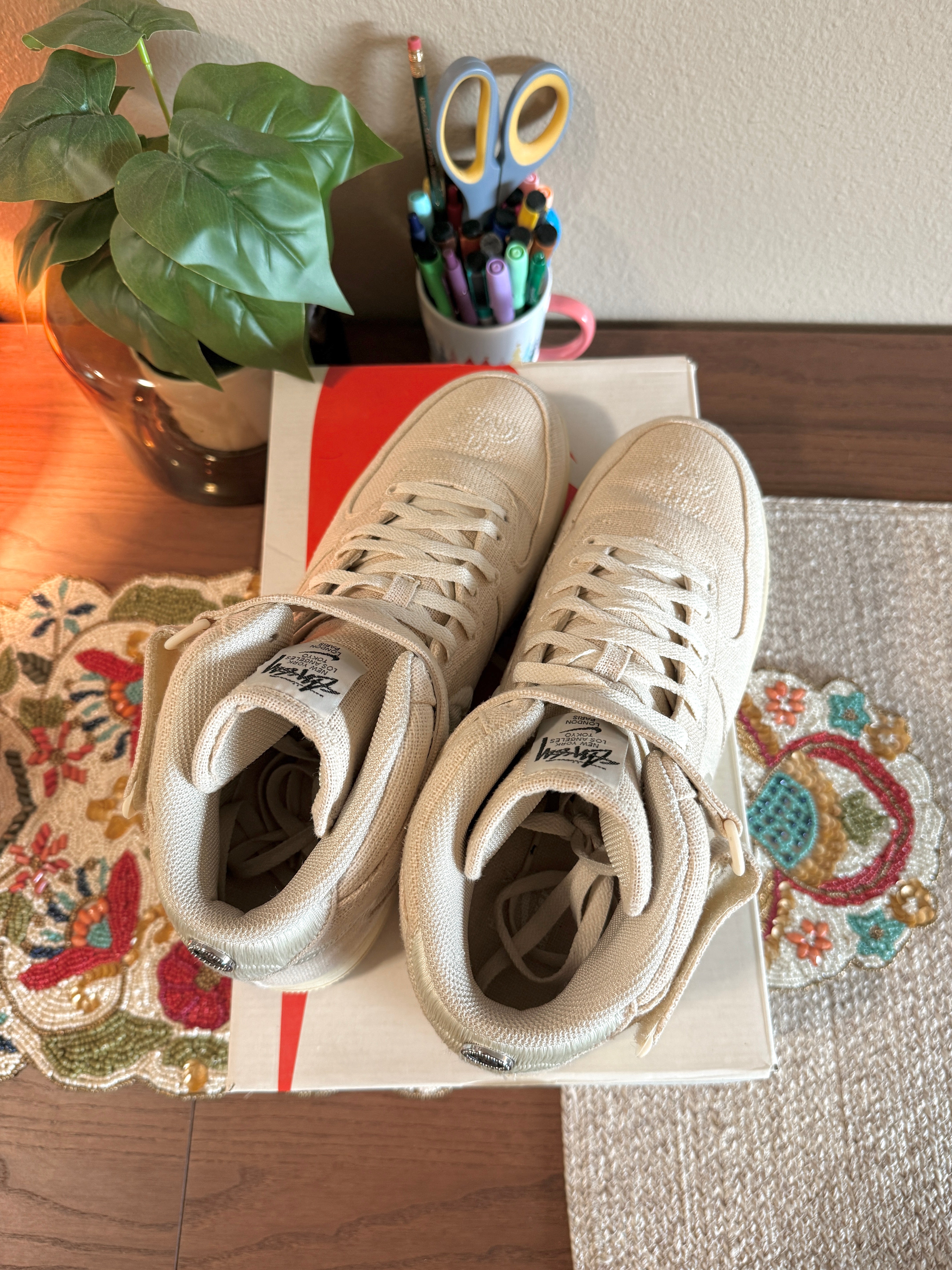 Nike Air Force 1 Mid Stussy Fossil Size 13 USED