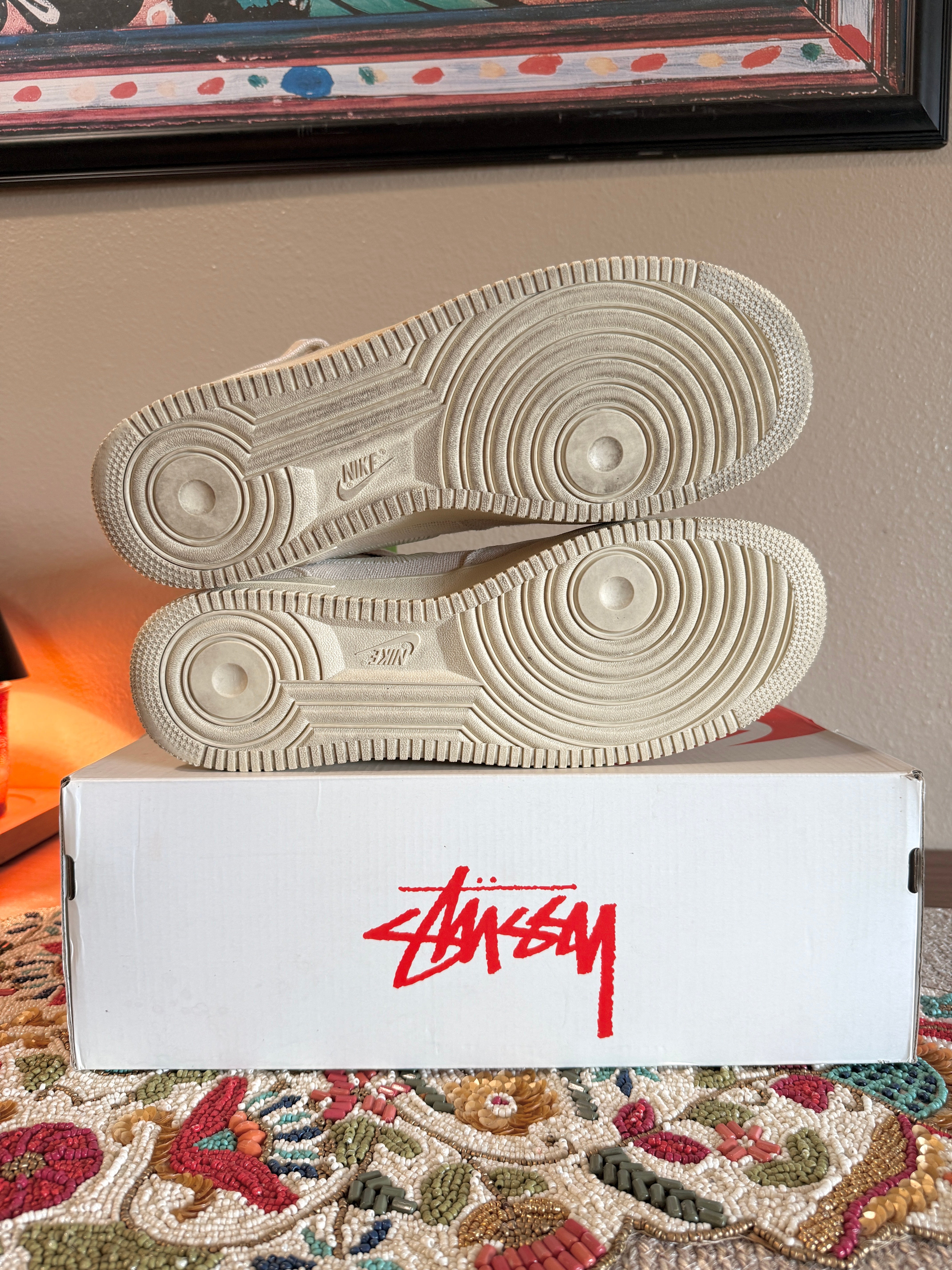Nike Air Force 1 Mid Stussy Fossil Size 13 USED