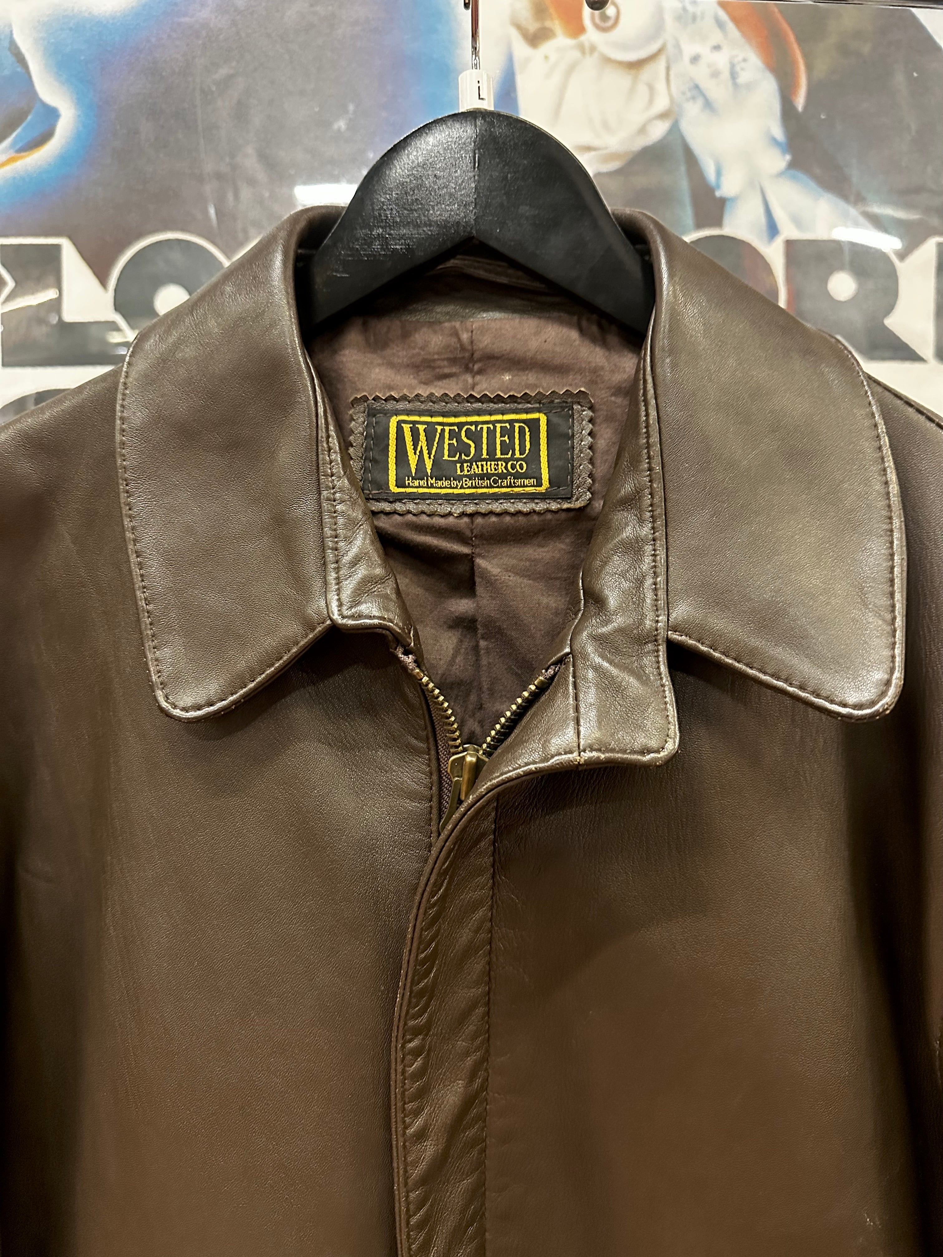 90s Wested Leather Co Indiana Jones Leather Jacket Brown Sz L