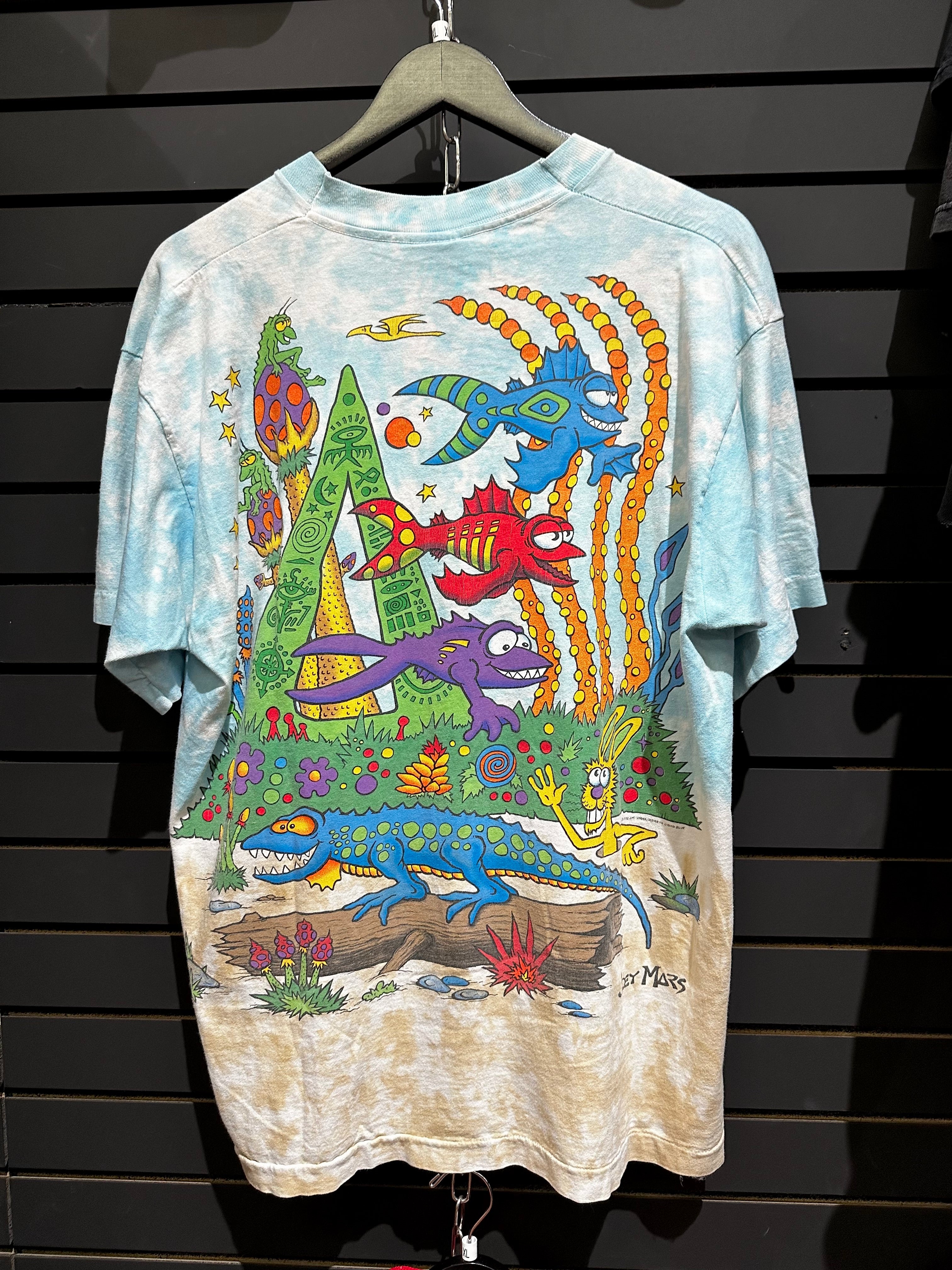 90s Joey Mars Paleon Rainforest Liquid Blue Tee Sz XL