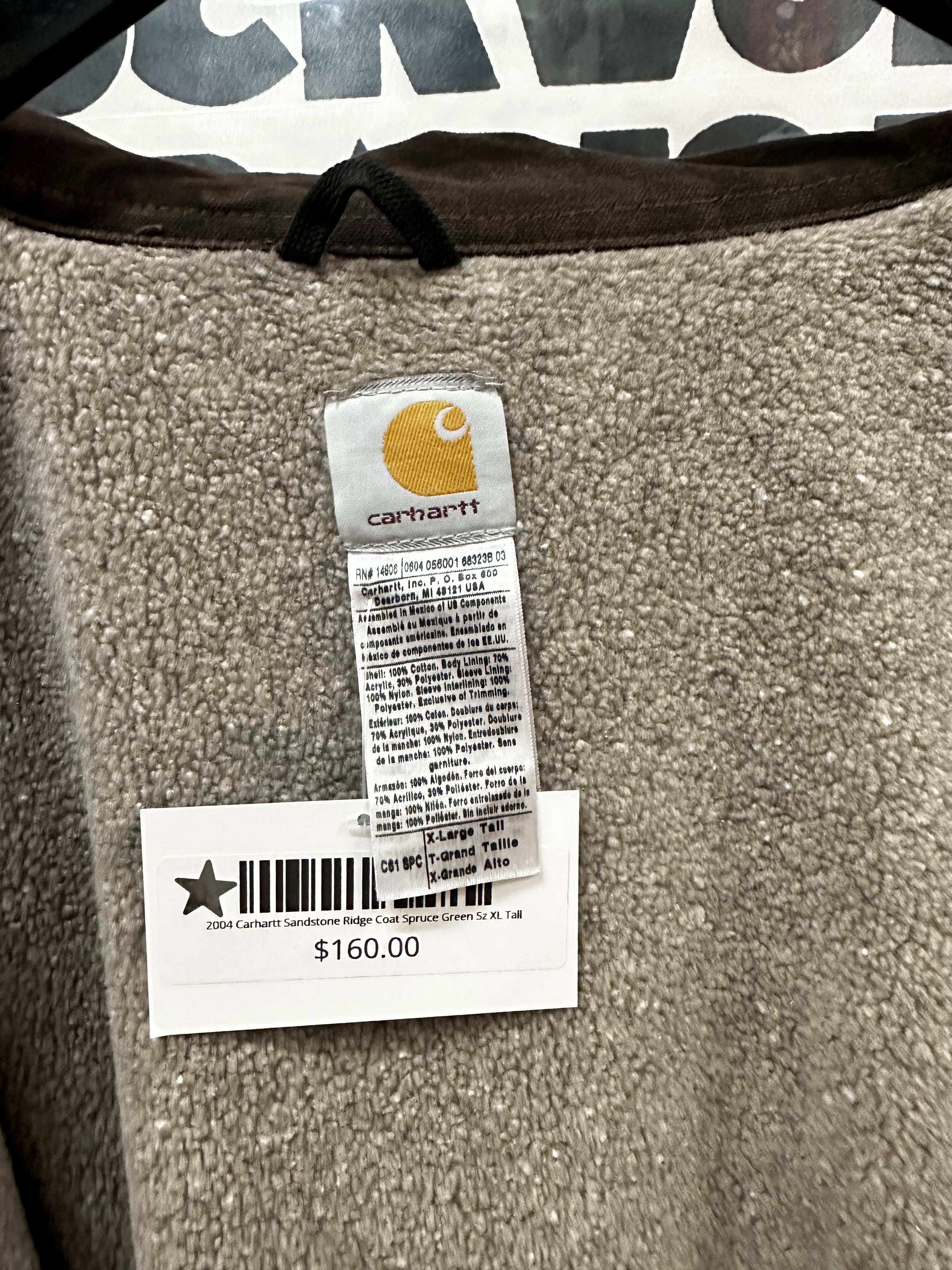 2004 Carhartt Sandstone Ridge Coat Spruce Green Sz XL Tall