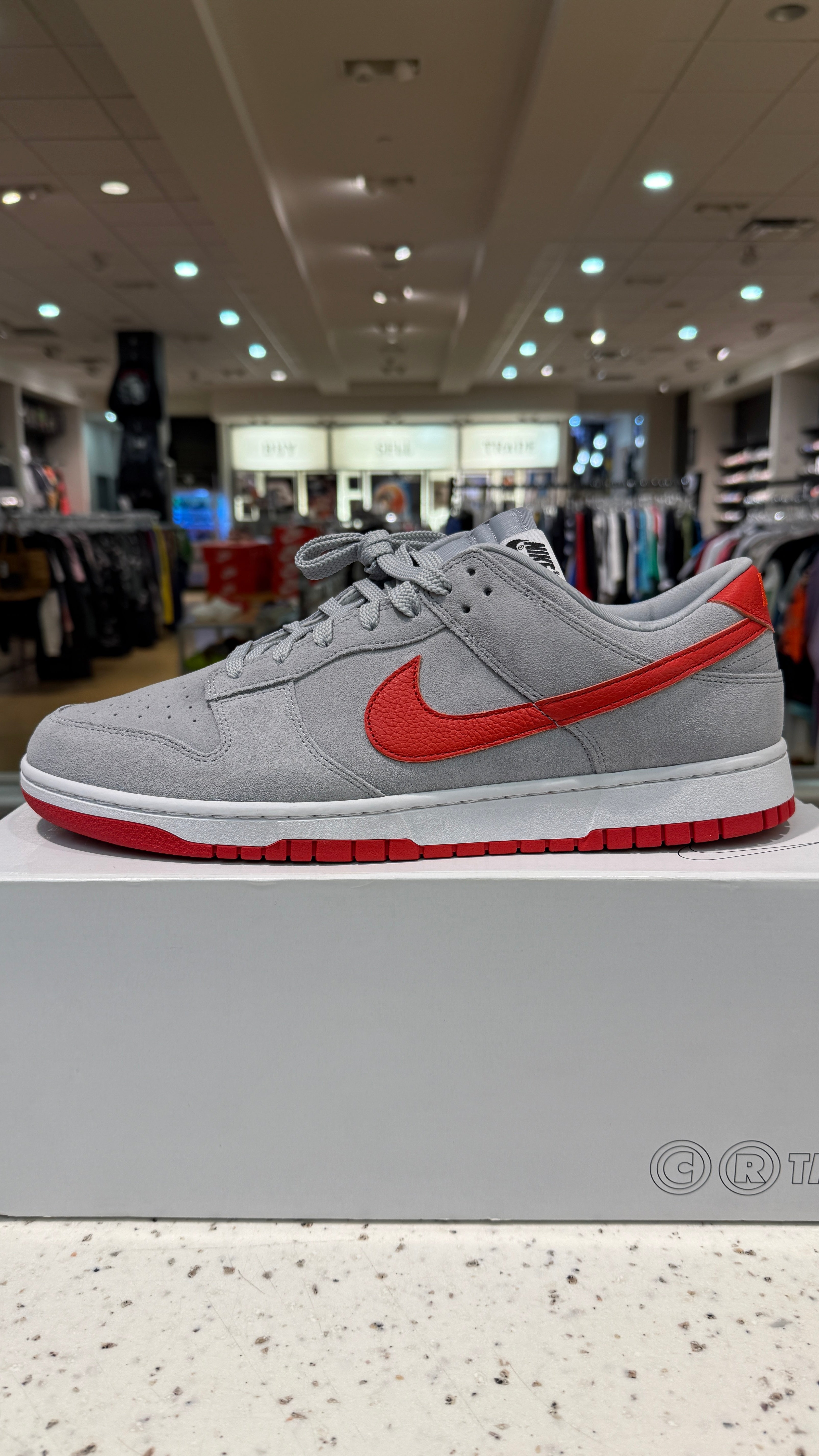 NikeID DUNK LOW GREY/RED SZ 13 USED