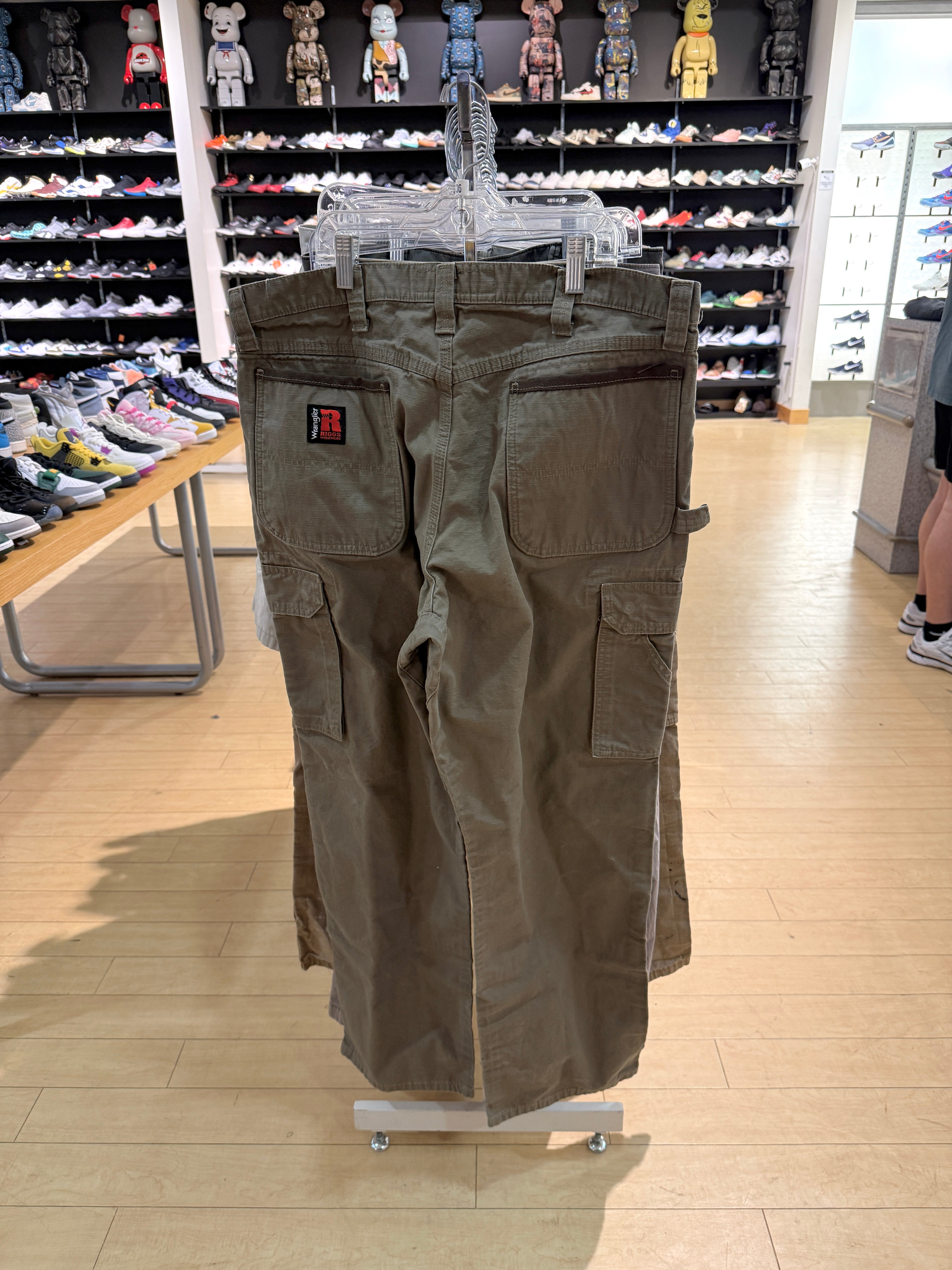 Wrangler Riggs Workwear Ripstop Cargo Pants Olive Green Size 36x32