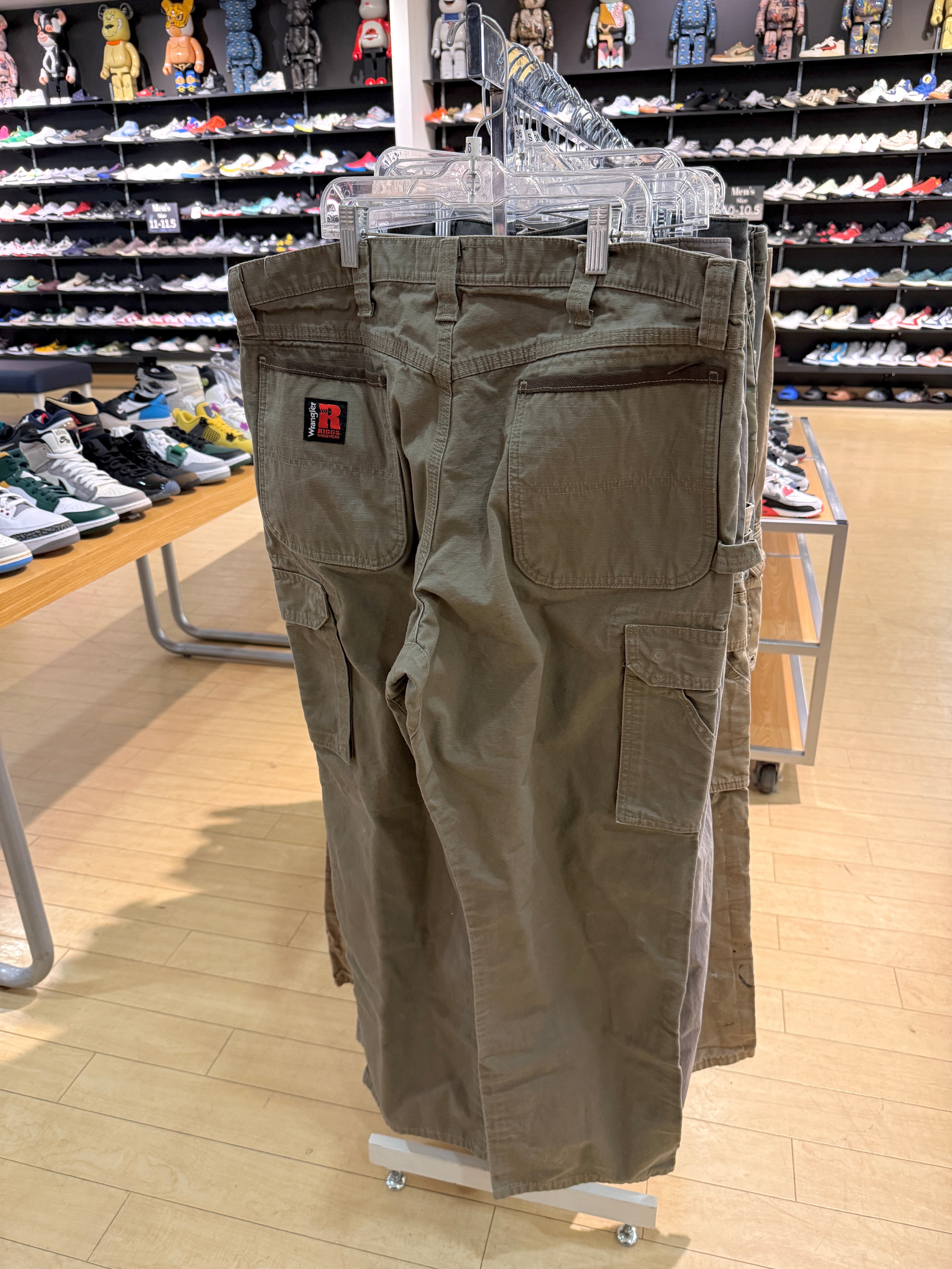 Wrangler Riggs Workwear Ripstop Cargo Pants Olive Green Size 36x32
