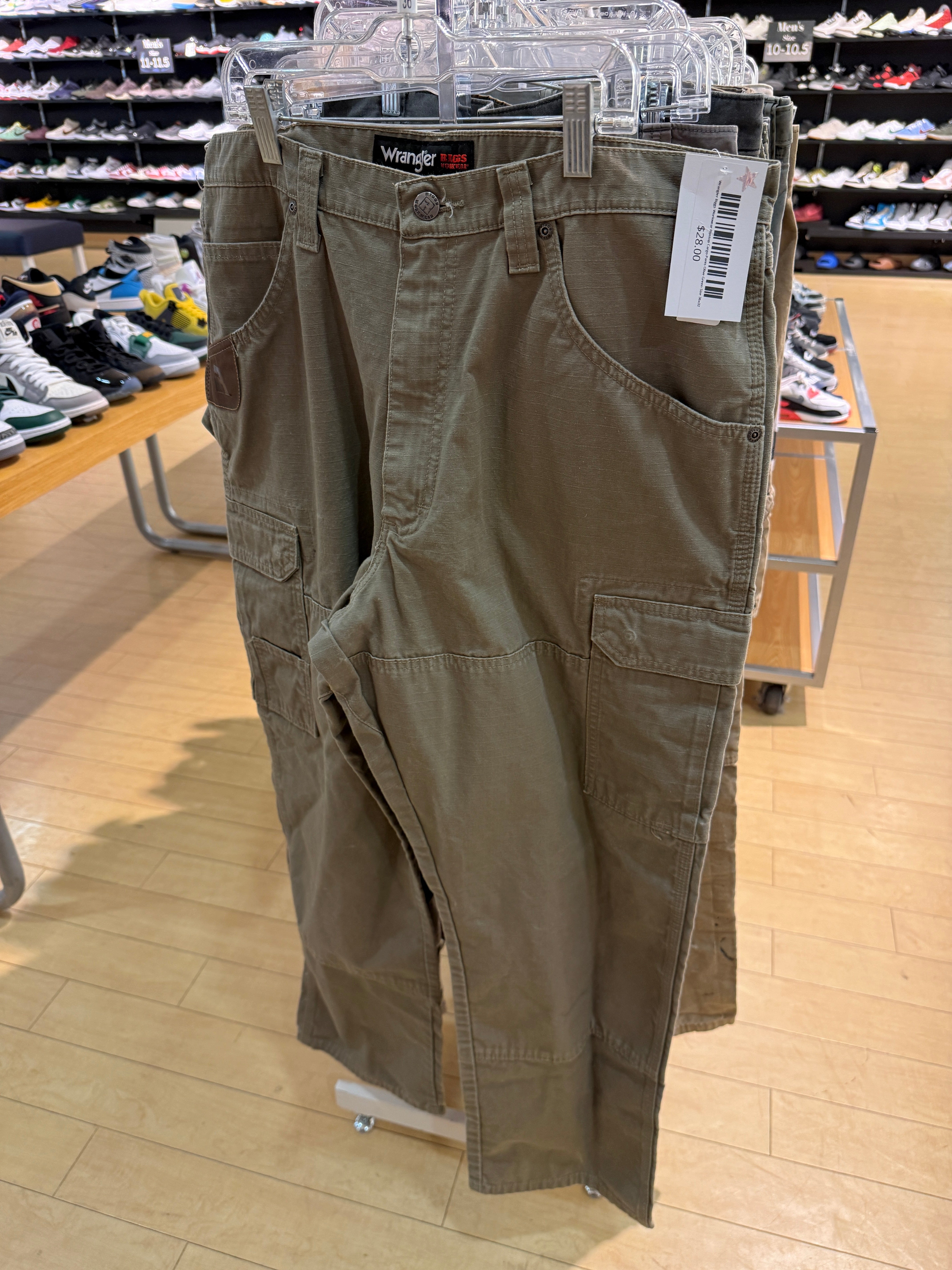 Wrangler Riggs Workwear Ripstop Cargo Pants Olive Green Size 36x32