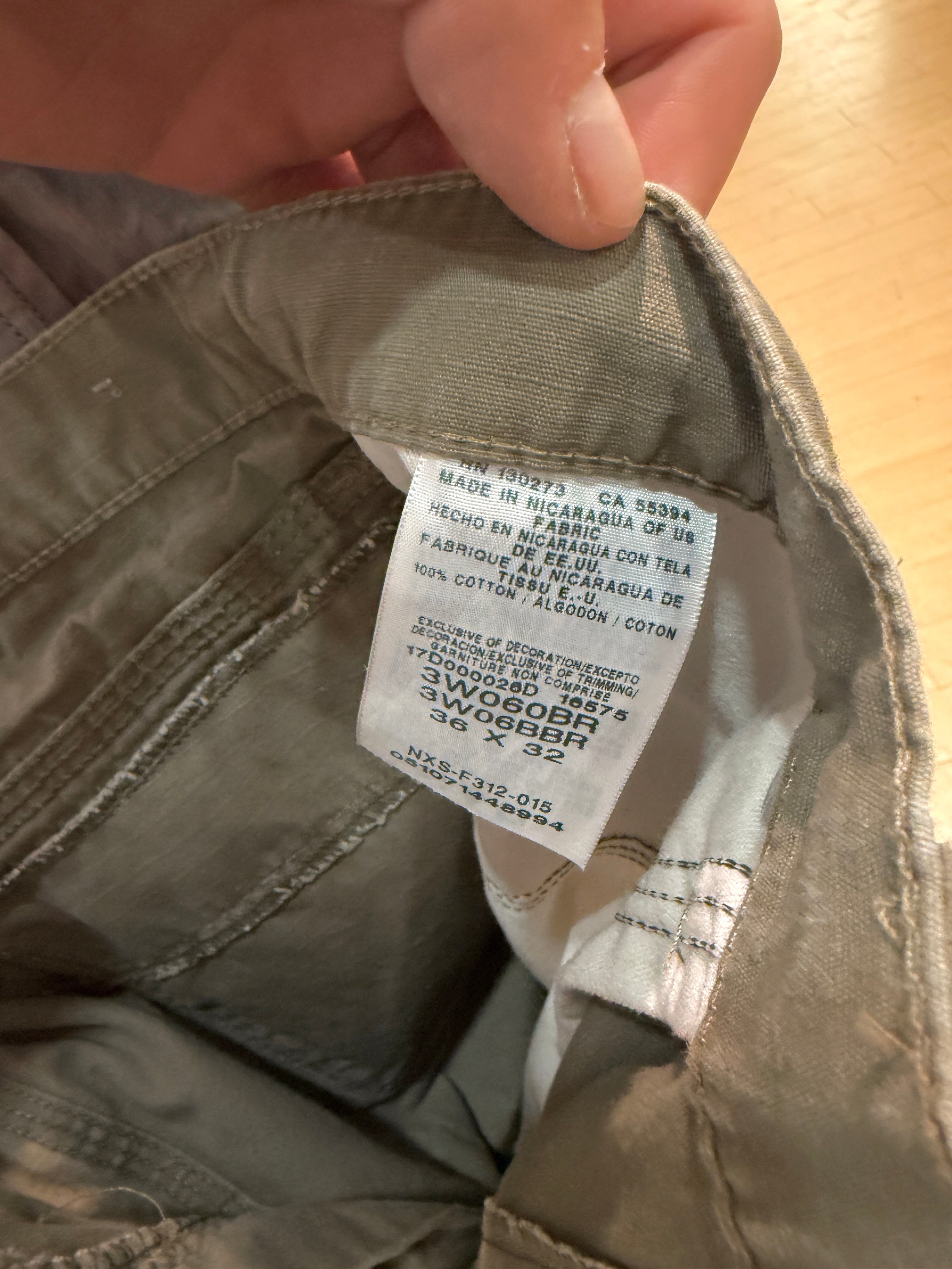 Wrangler Riggs Workwear Ripstop Cargo Pants Olive Green Size 36x32