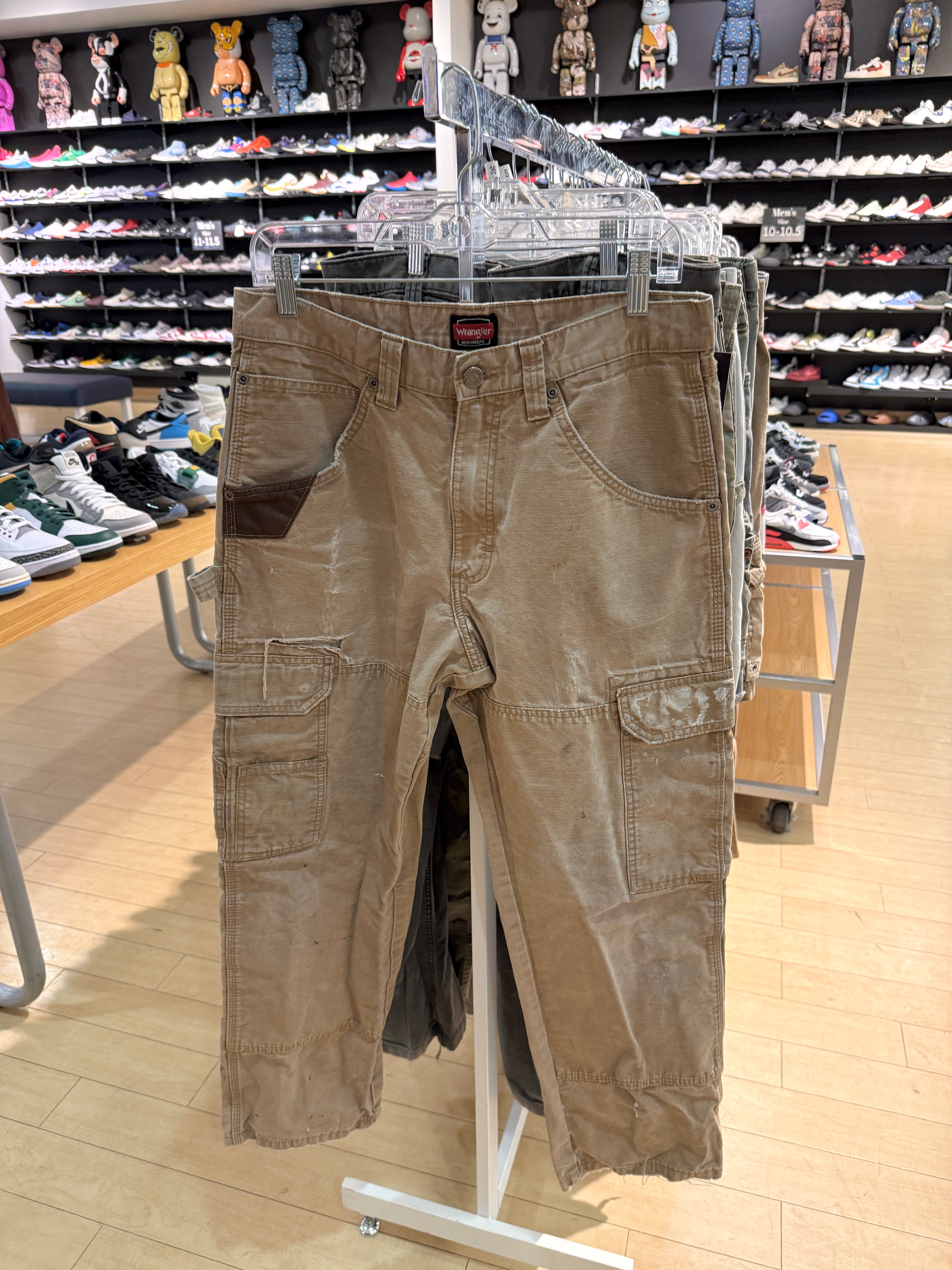 Y2K Wrangler Riggs Thrashed Ripstop Cargo Pants Faded Tan Size 32