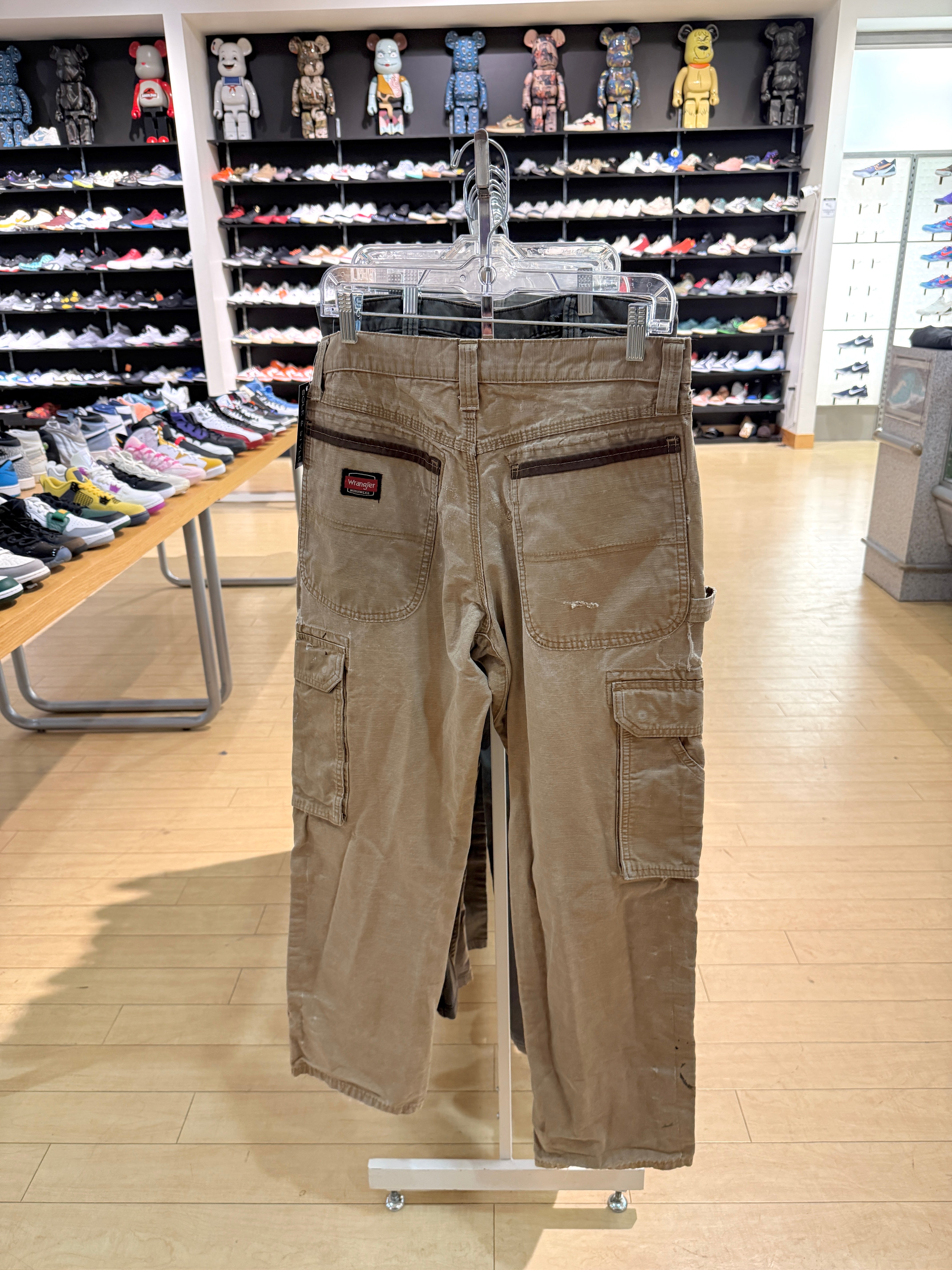 Y2K Wrangler Riggs Thrashed Ripstop Cargo Pants Faded Tan Size 32
