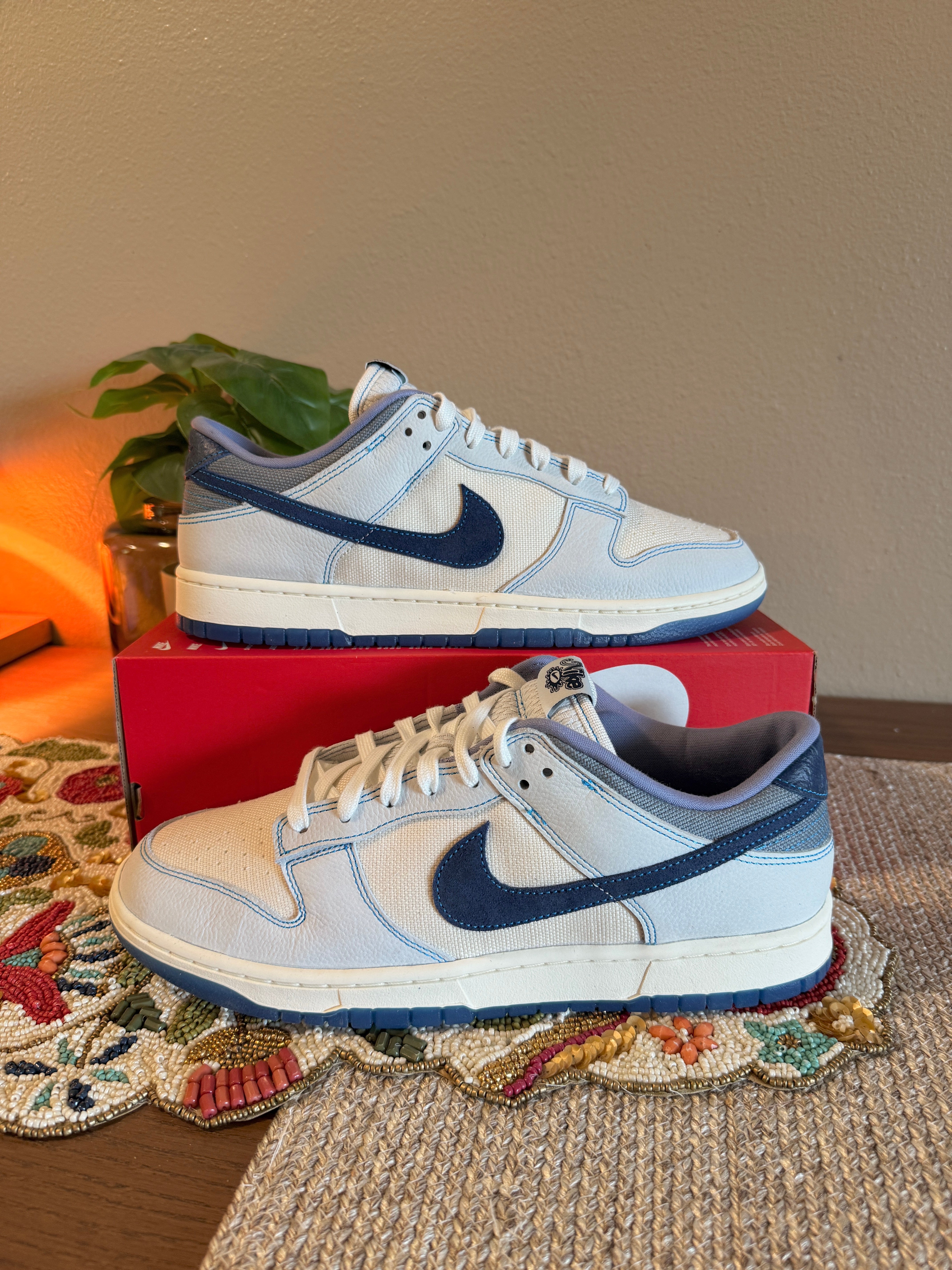 Nike Dunk Low Retro SE White Blue Void Size 12 MISSING LID