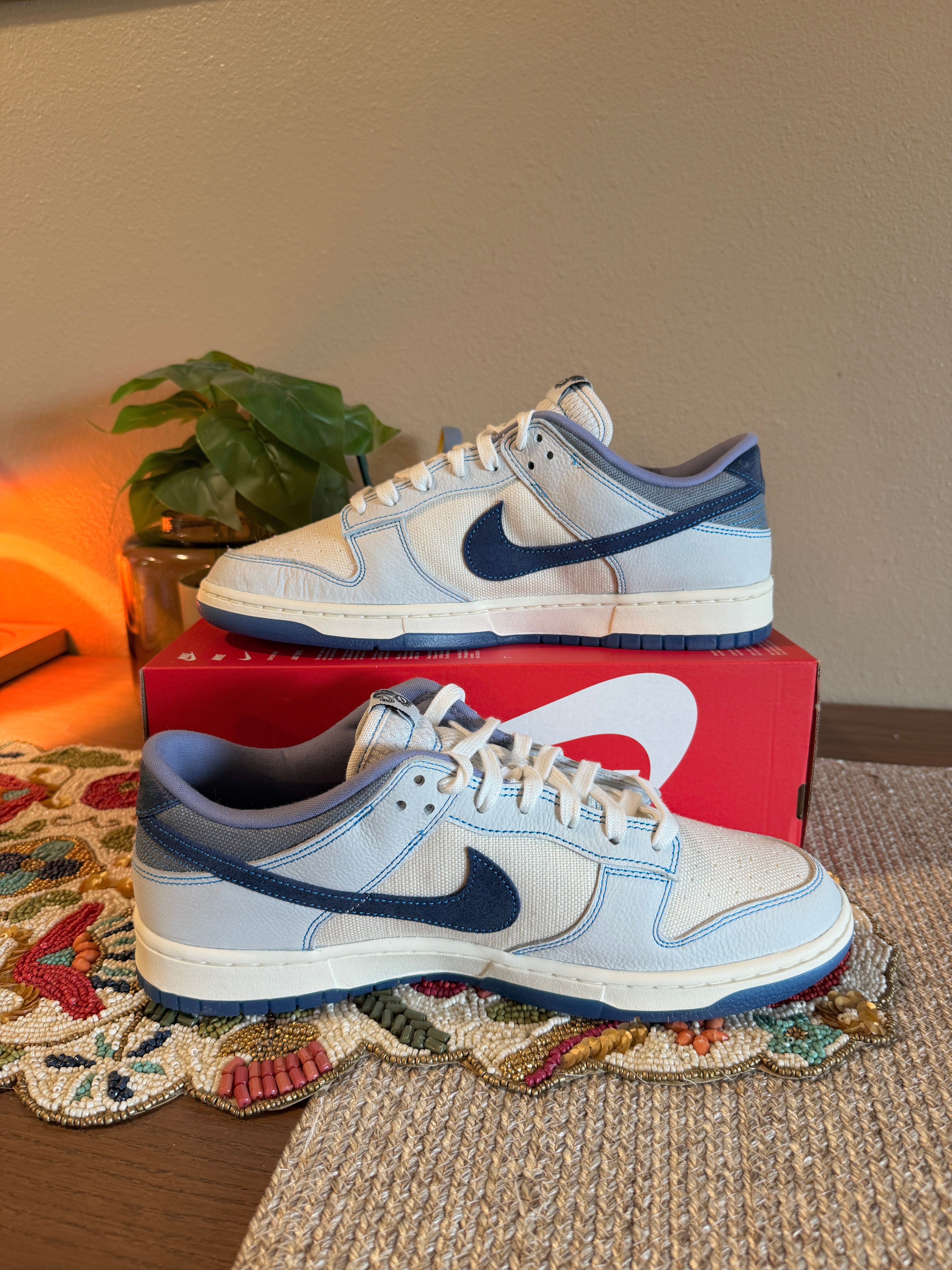 Nike Dunk Low Retro SE White Blue Void Size 12 MISSING LID