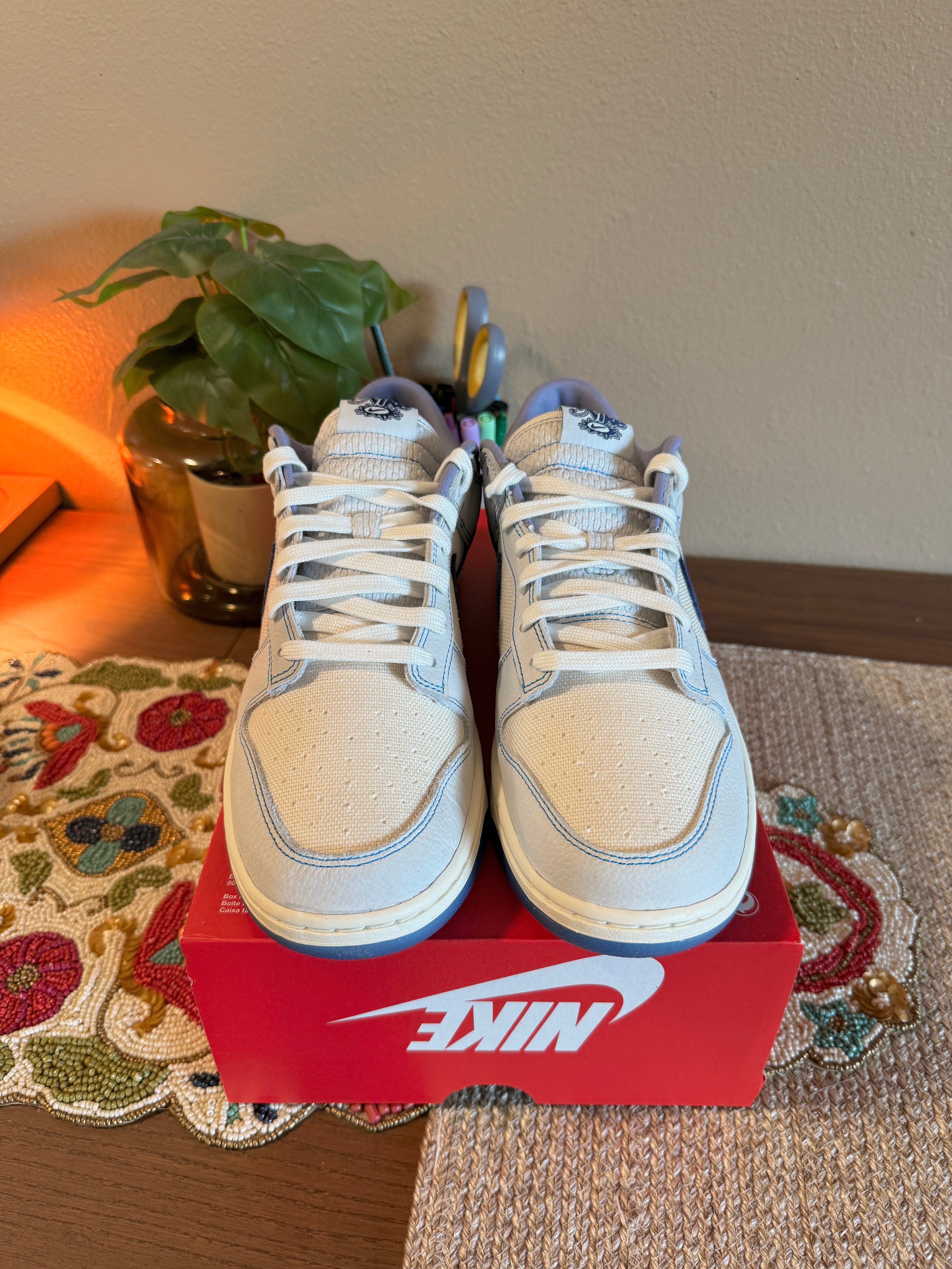 Nike Dunk Low Retro SE White Blue Void Size 12 MISSING LID