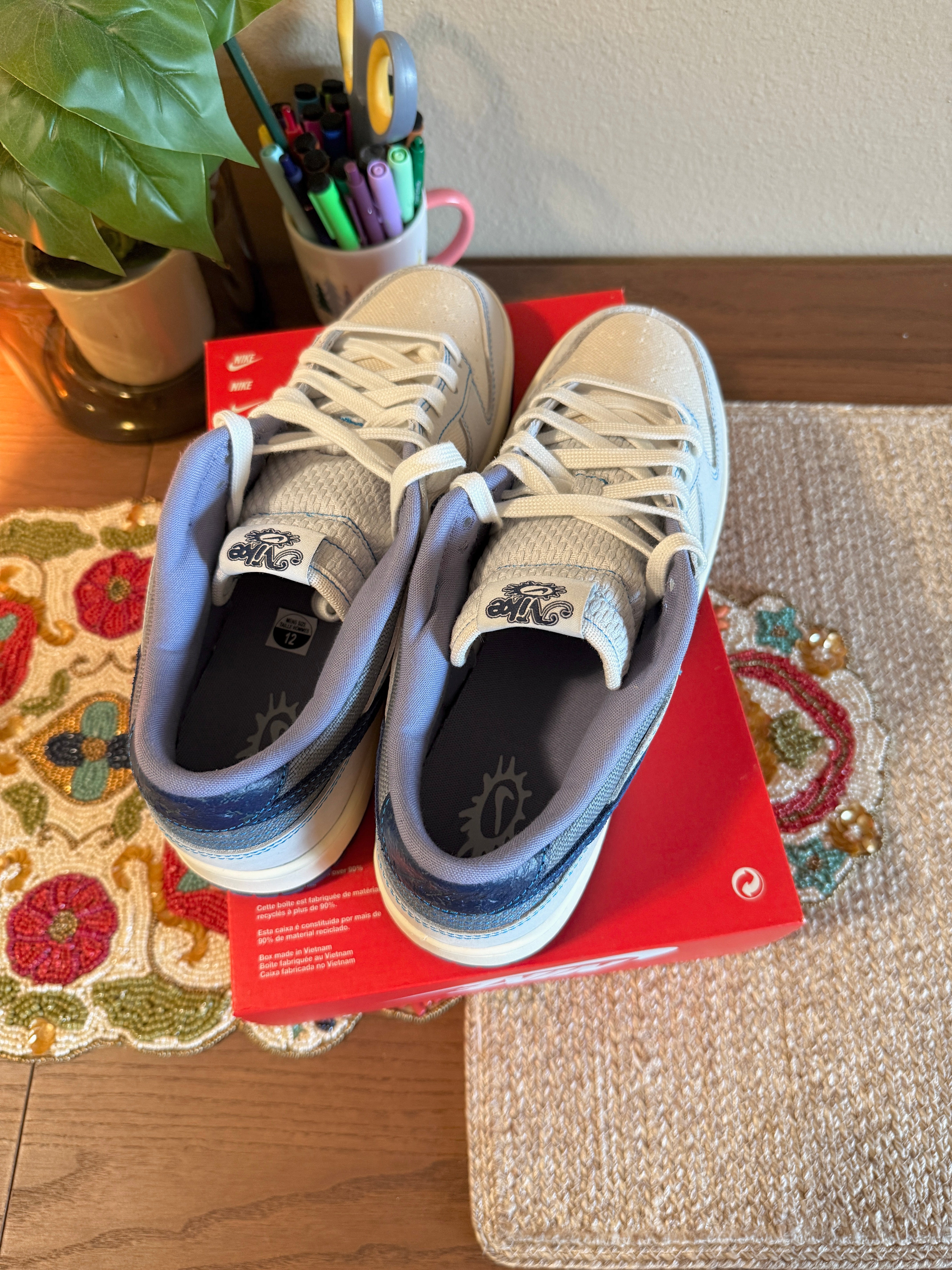Nike Dunk Low Retro SE White Blue Void Size 12 MISSING LID