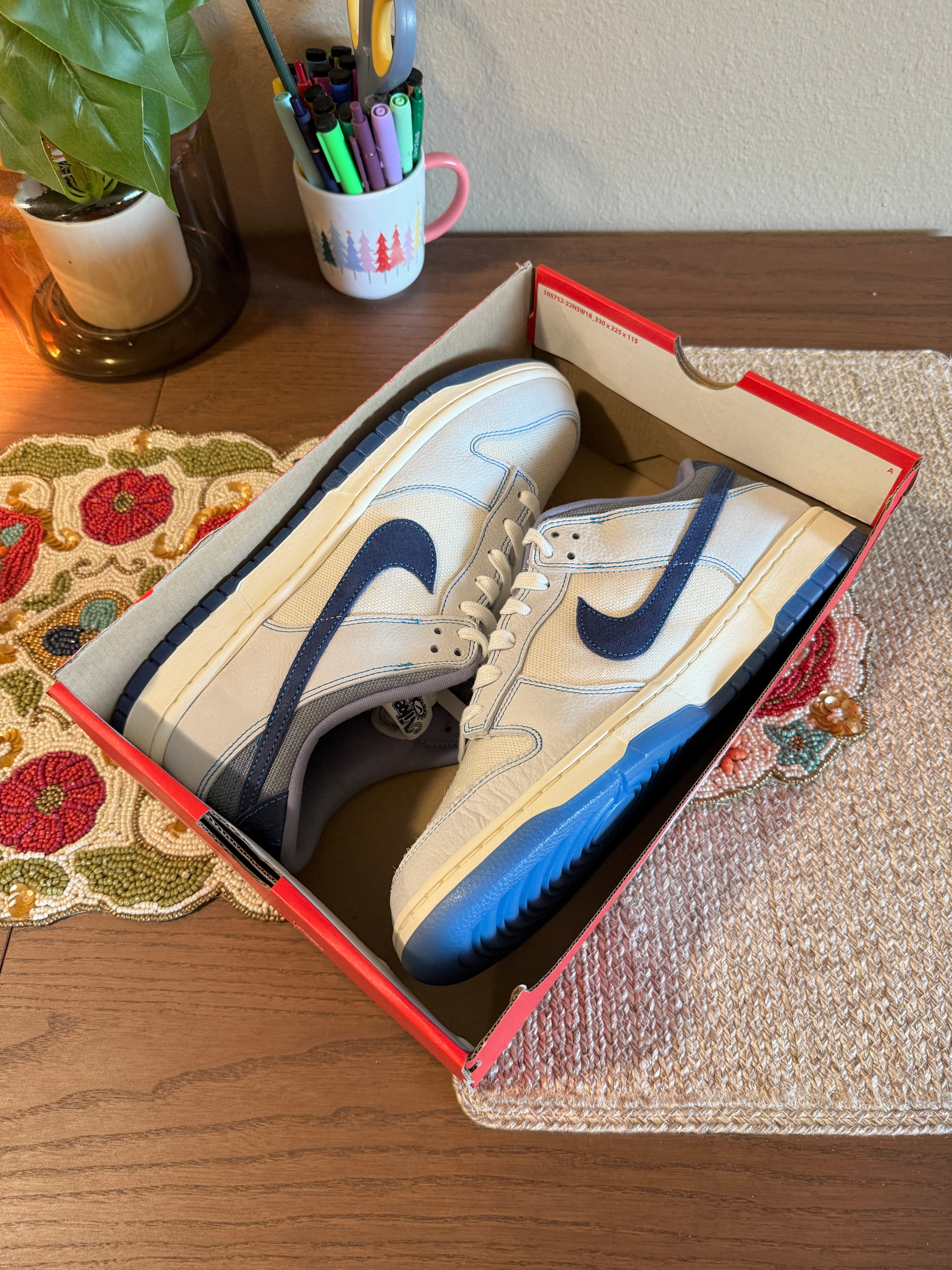 Nike Dunk Low Retro SE White Blue Void Size 12 MISSING LID