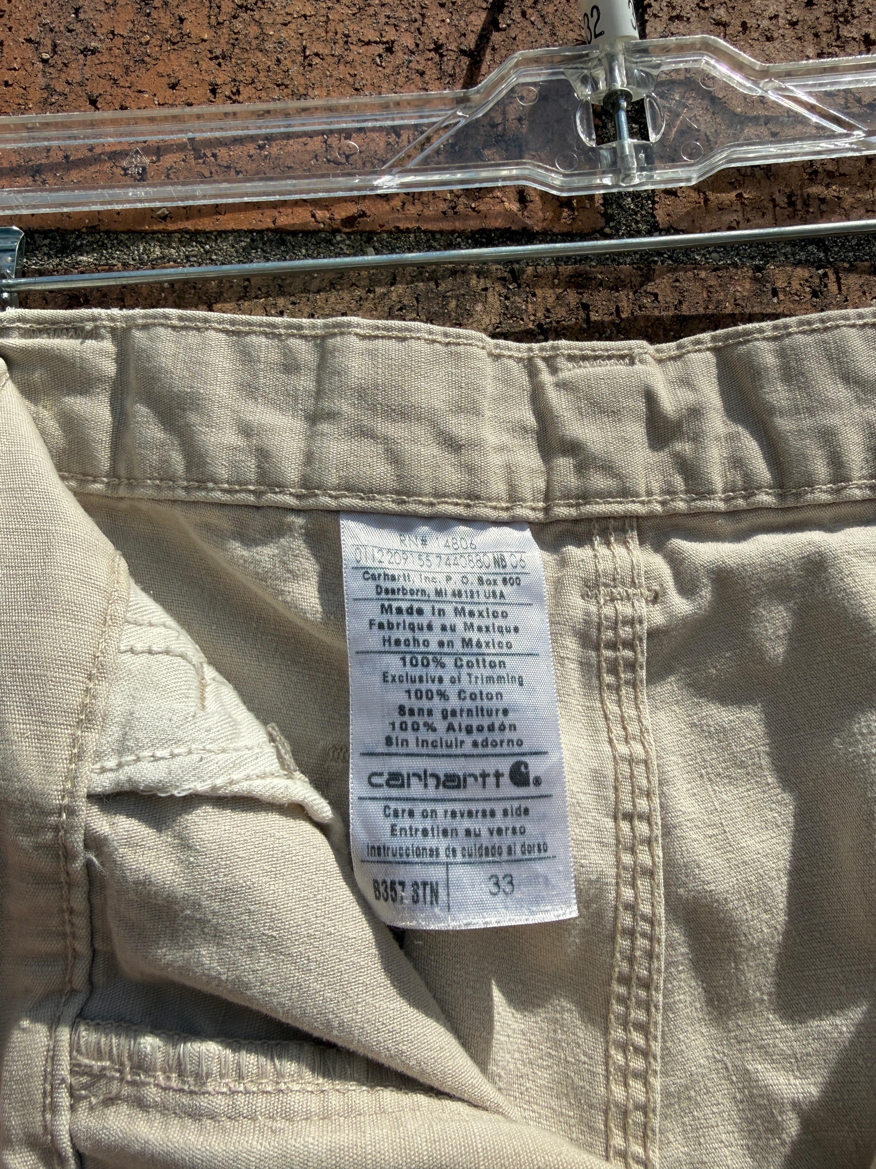 2012 Carhartt Beige Ripstop Carpenter Shorts Size 33