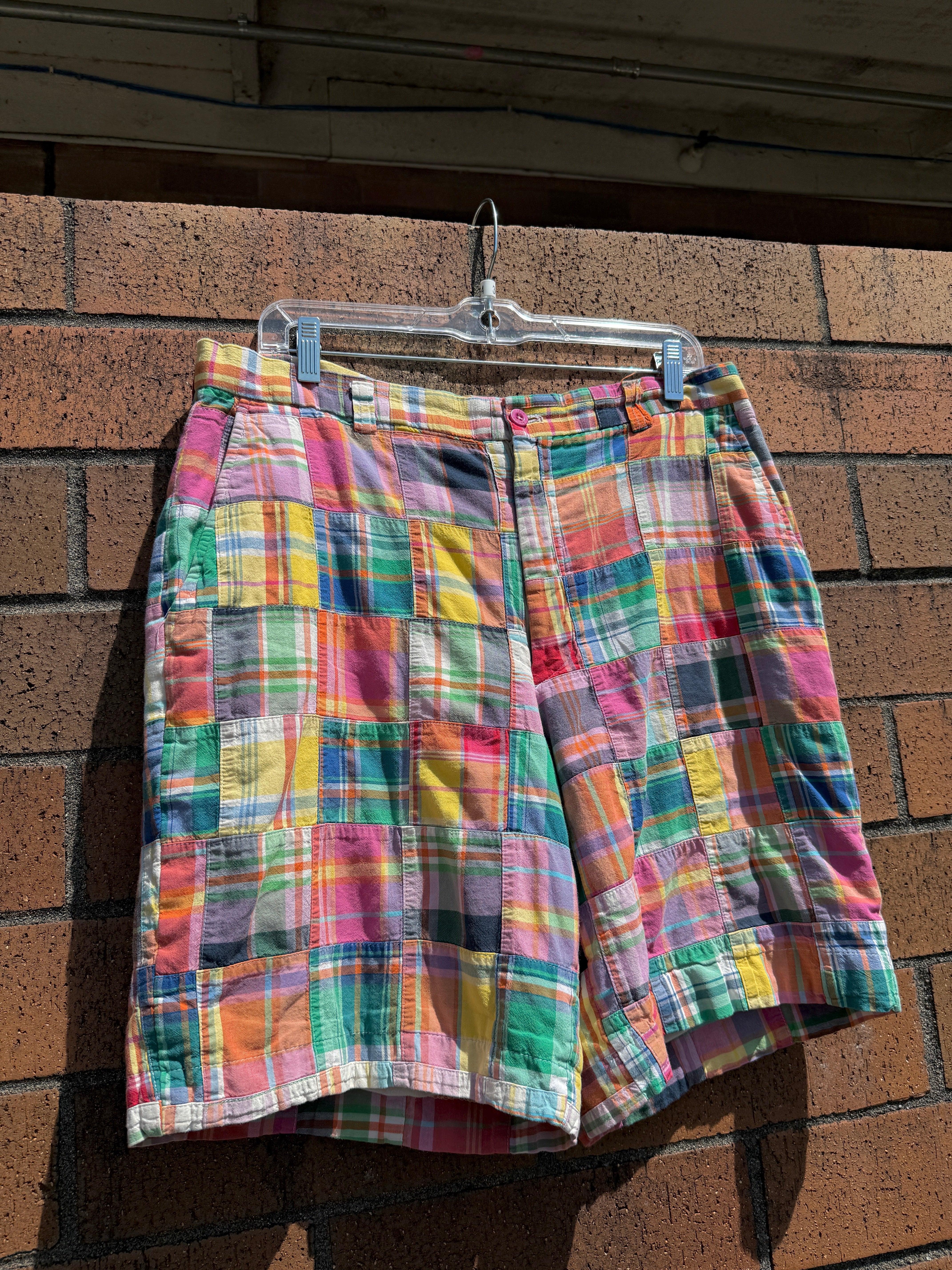 90s Tour Edition Performance Madras Plaid Golf Shorts Size 34