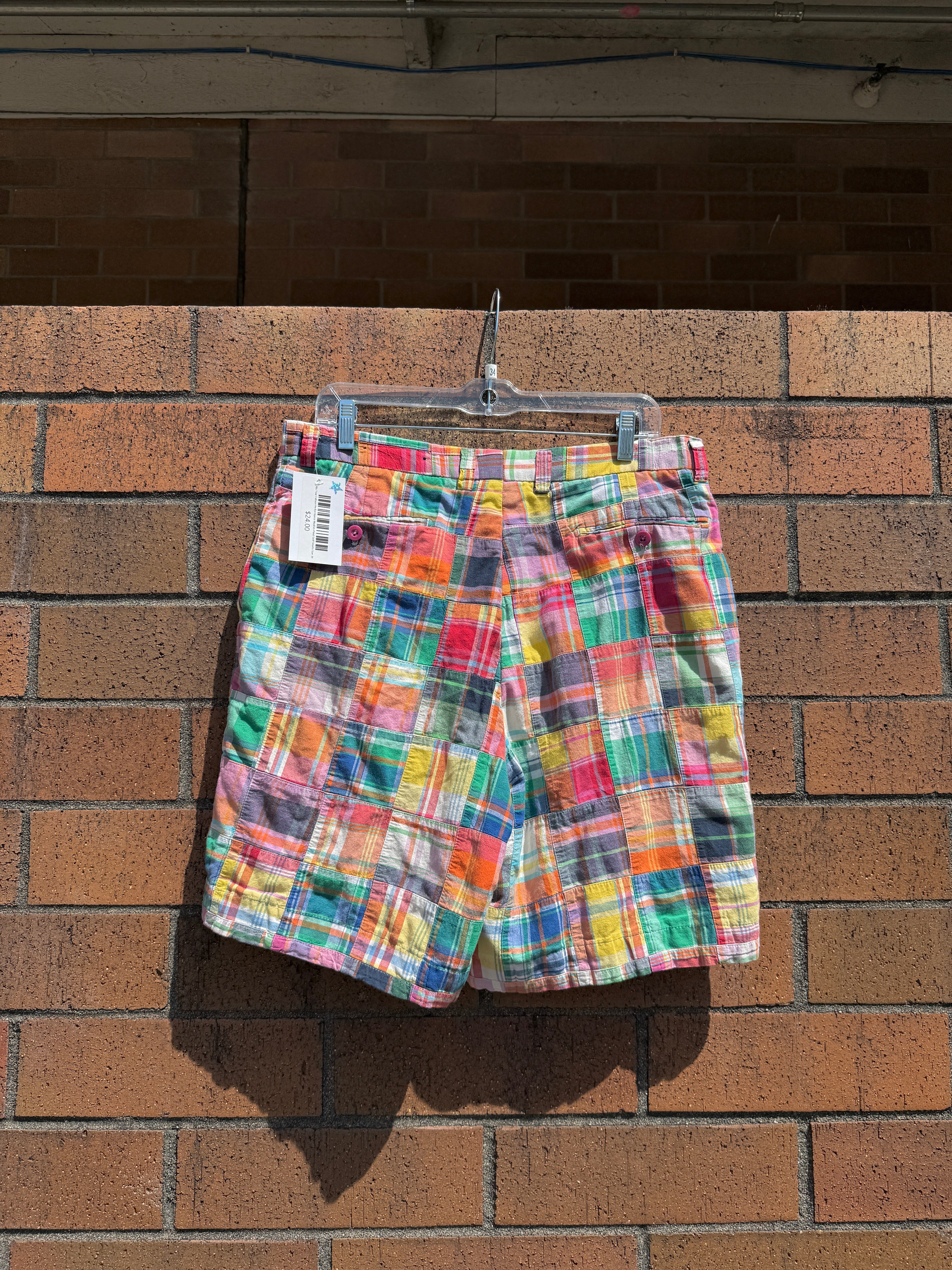 90s Tour Edition Performance Madras Plaid Golf Shorts Size 34