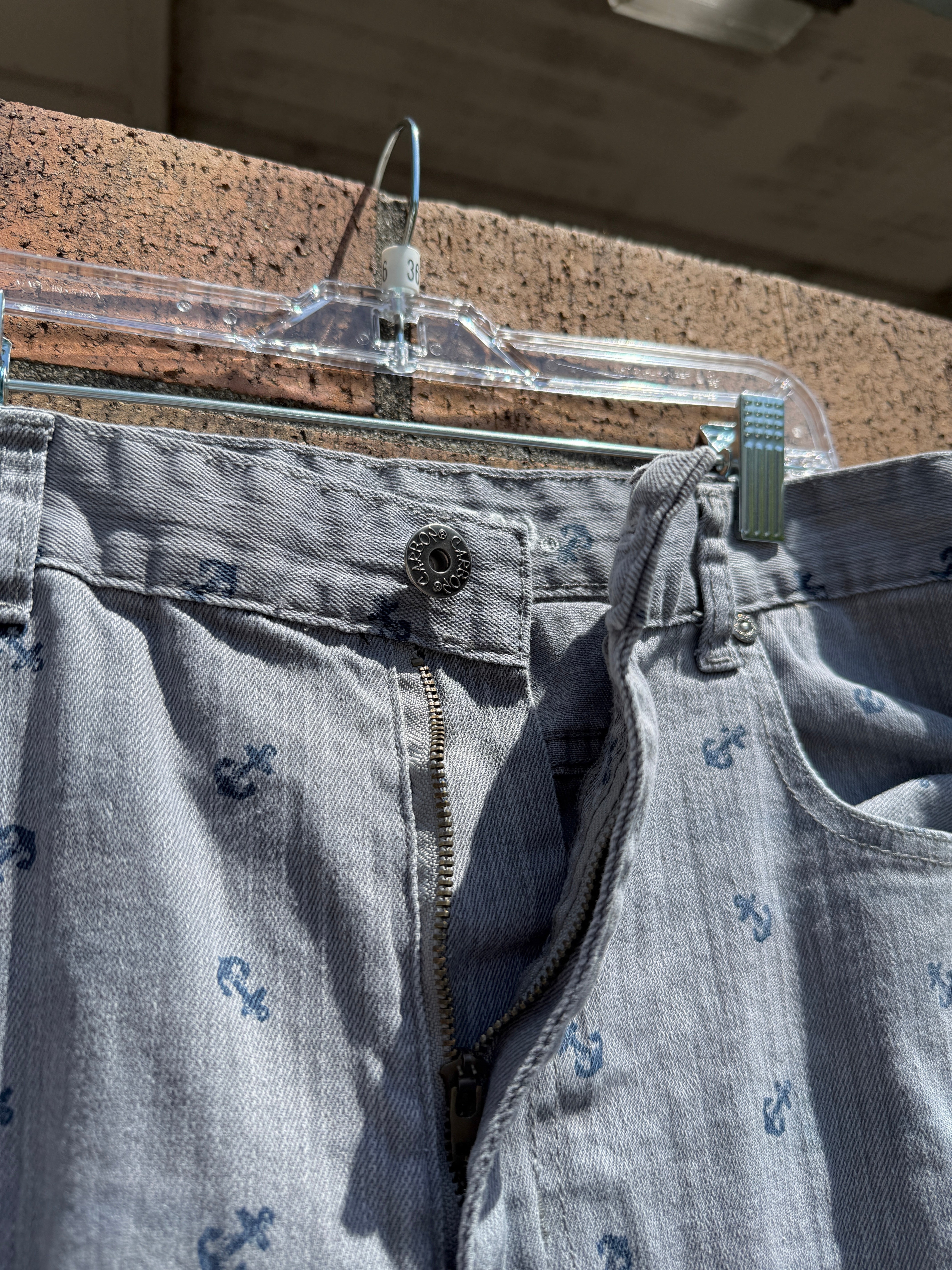 Y2K Carbon Denim Anchor Print Jorts Size 36