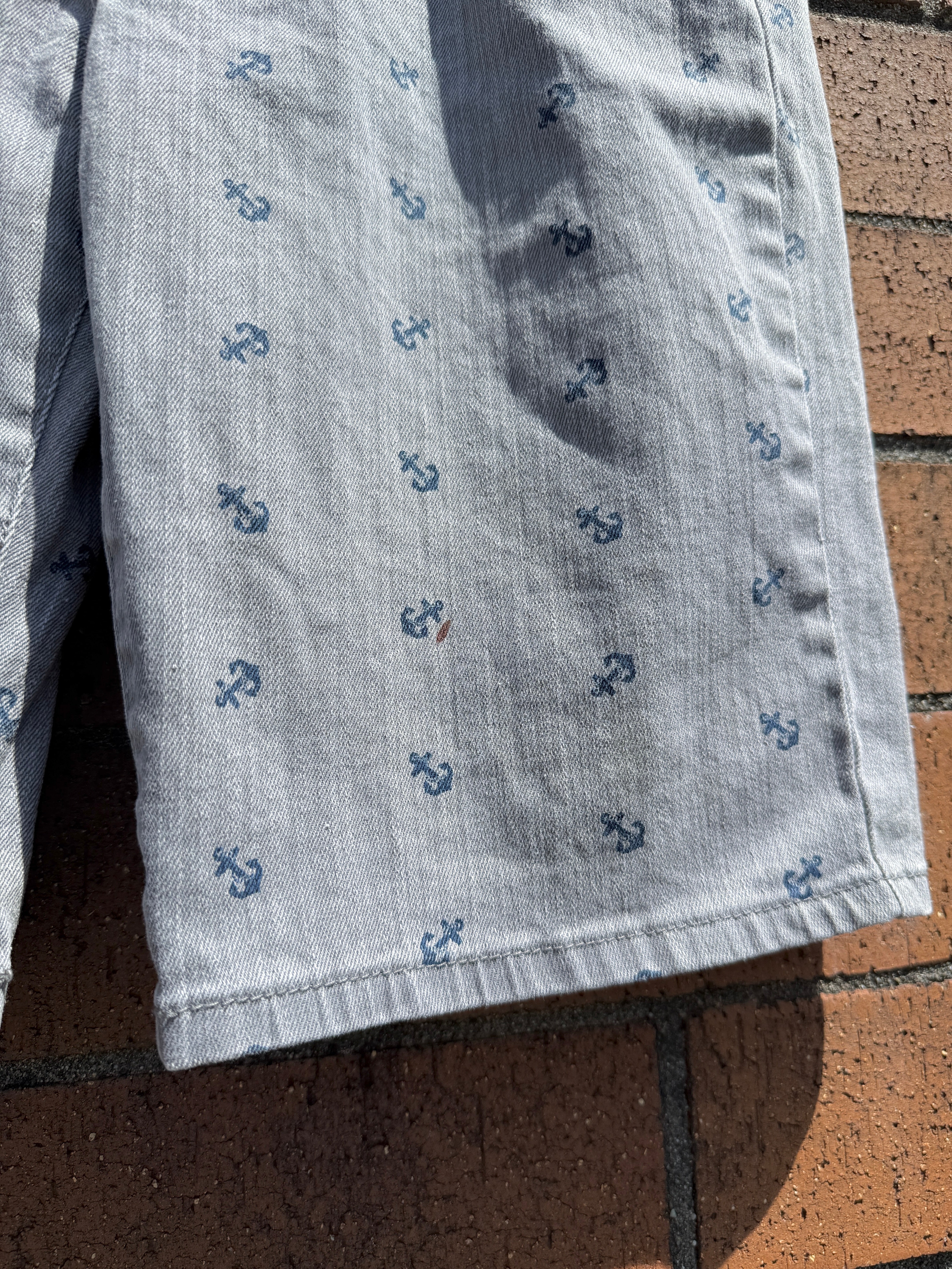 Y2K Carbon Denim Anchor Print Jorts Size 36