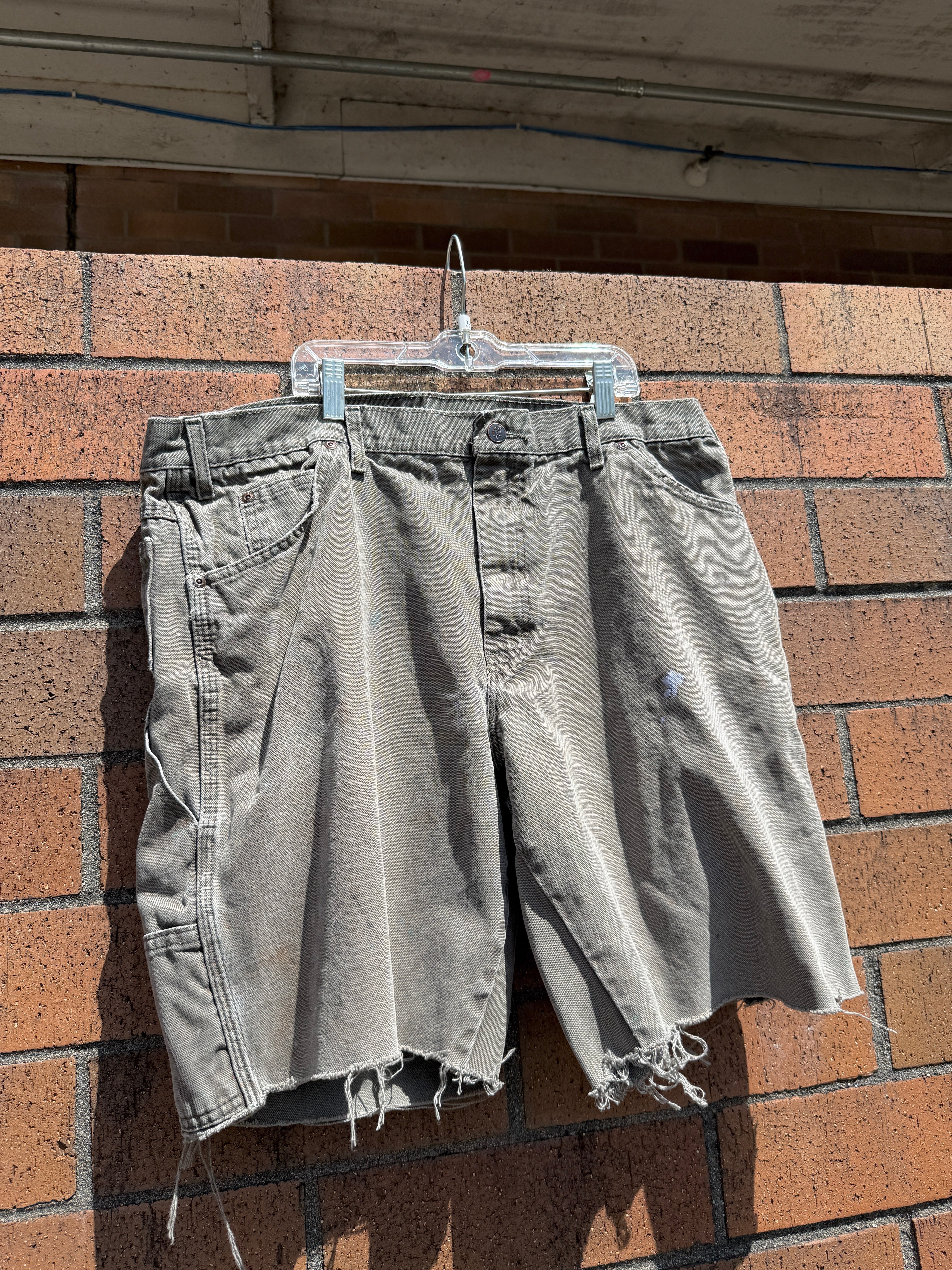 Dickies Olive Green Cutoff Carpenter Shorts Size 38x32