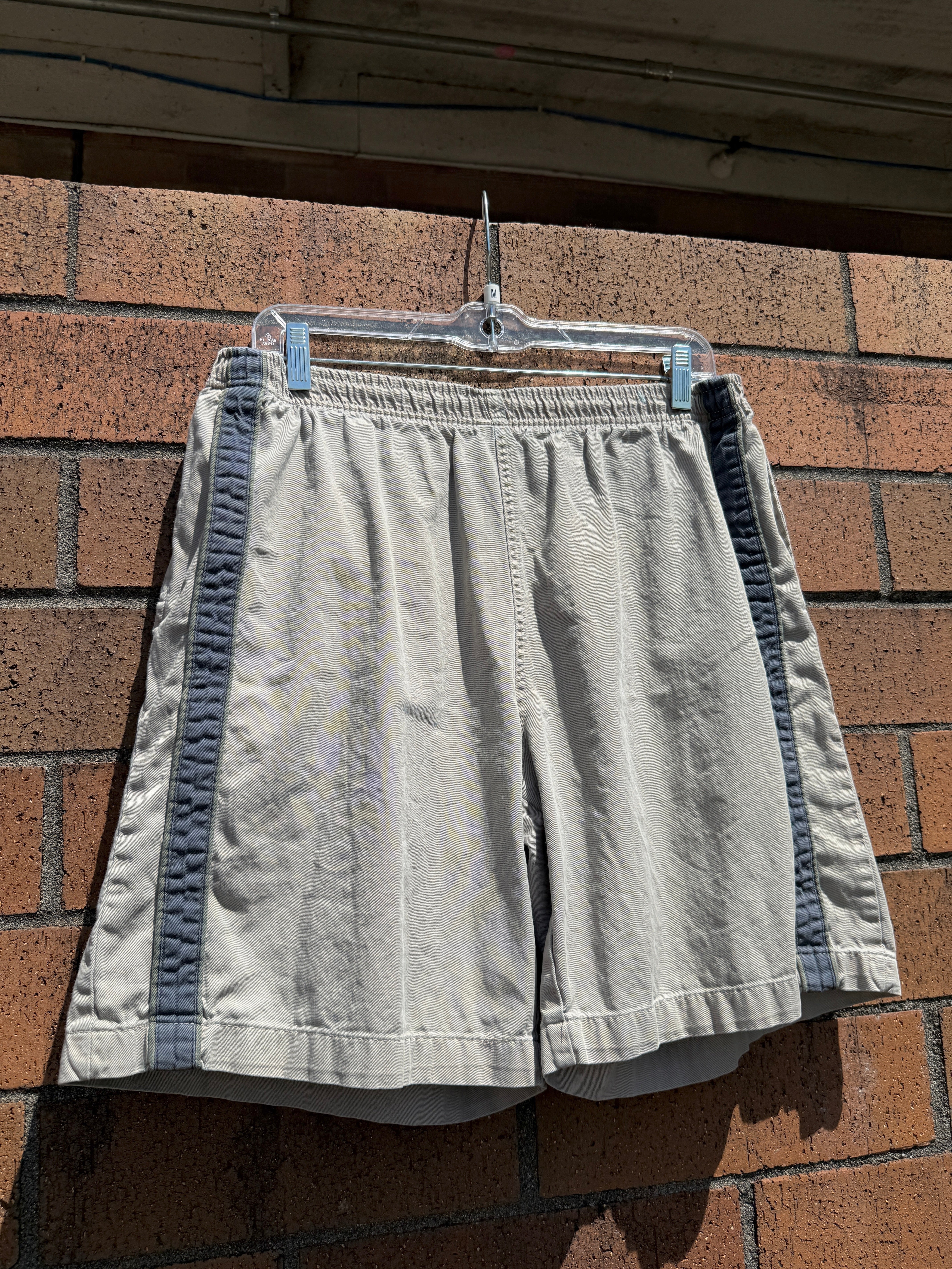 Y2K Athletic Works Beige Cotton Striped Shorts Size M