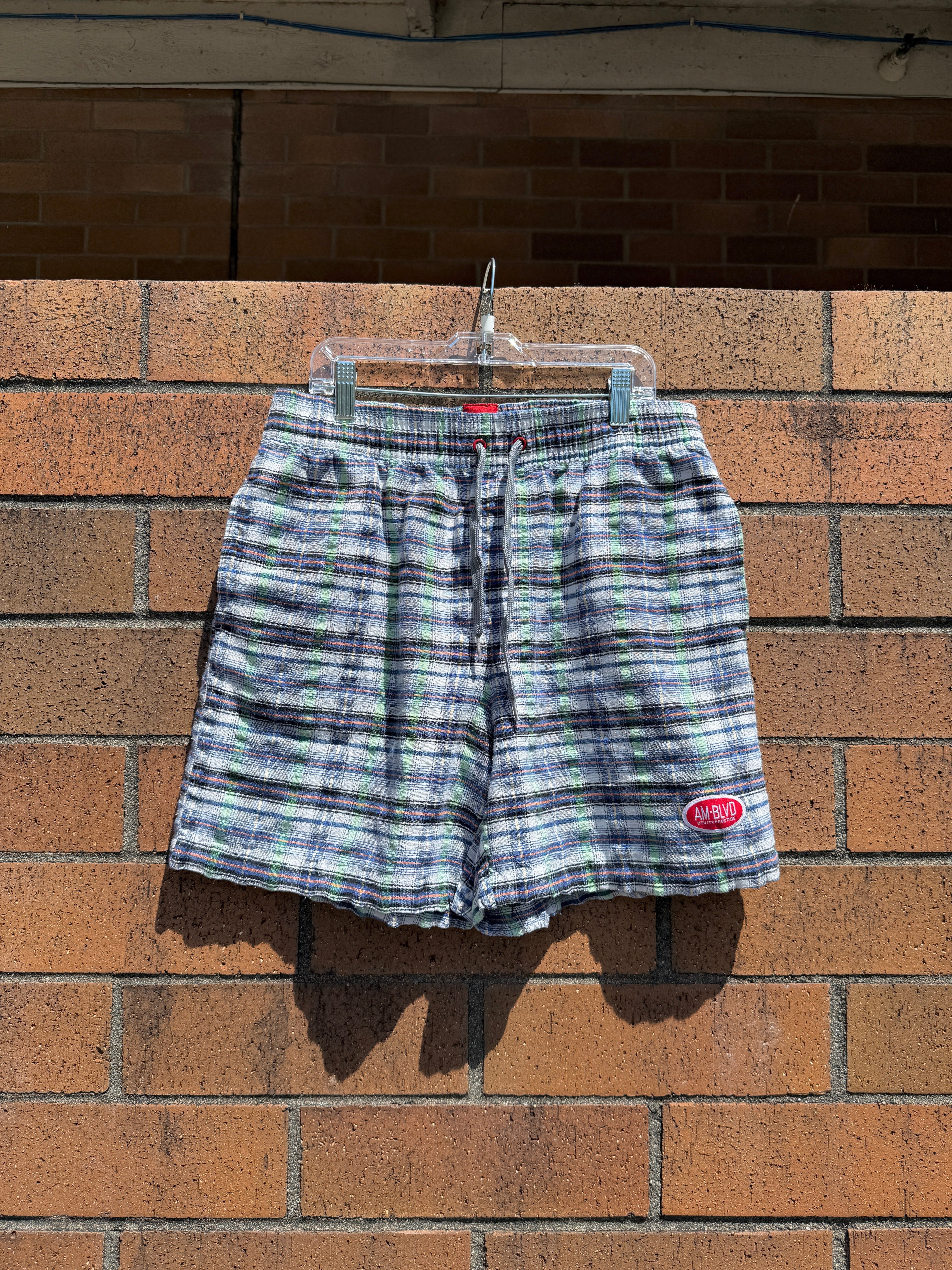 Y2K AM BLVD Plaid Boxer Shorts Size L