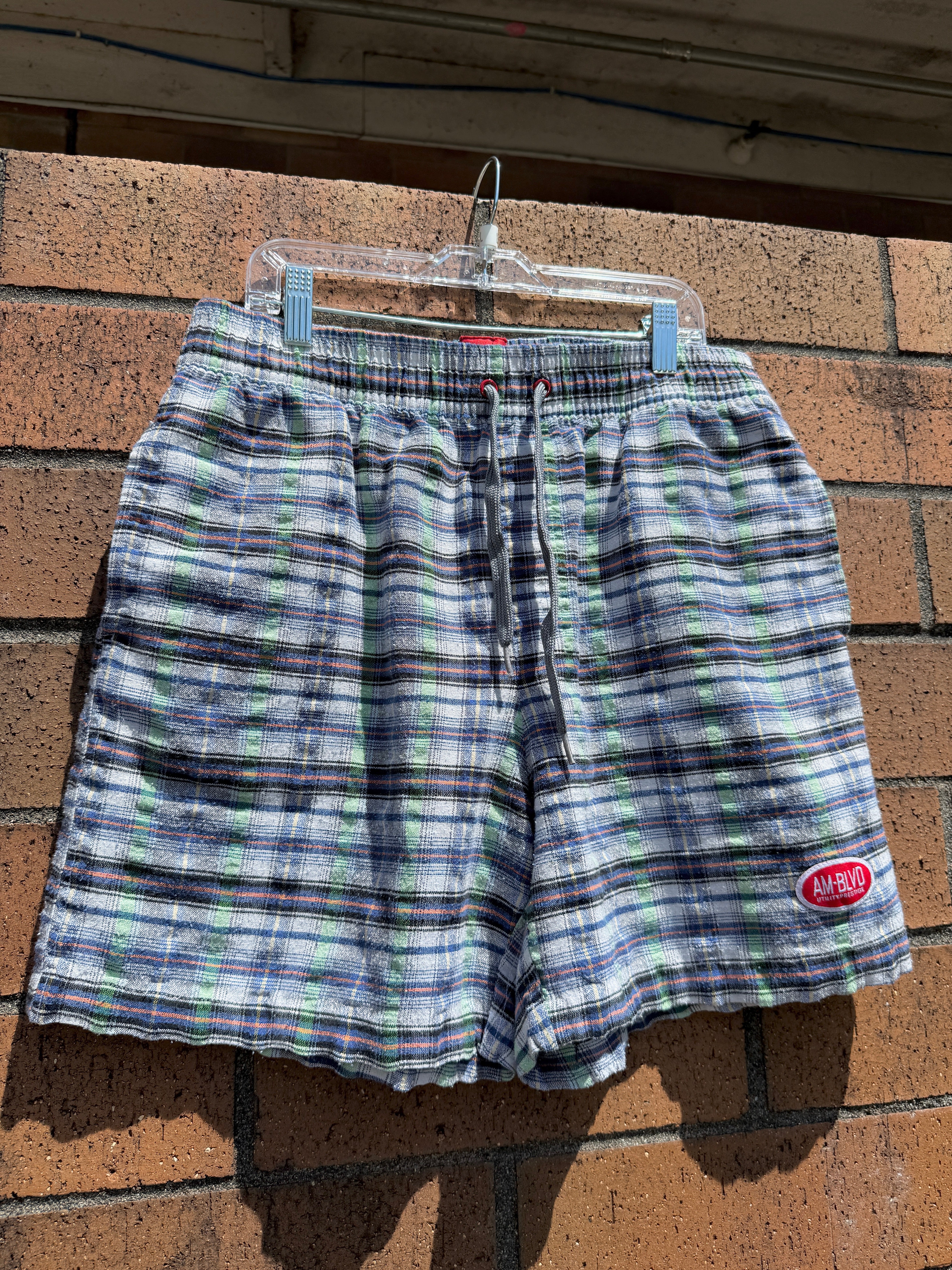 Y2K AM BLVD Plaid Boxer Shorts Size L