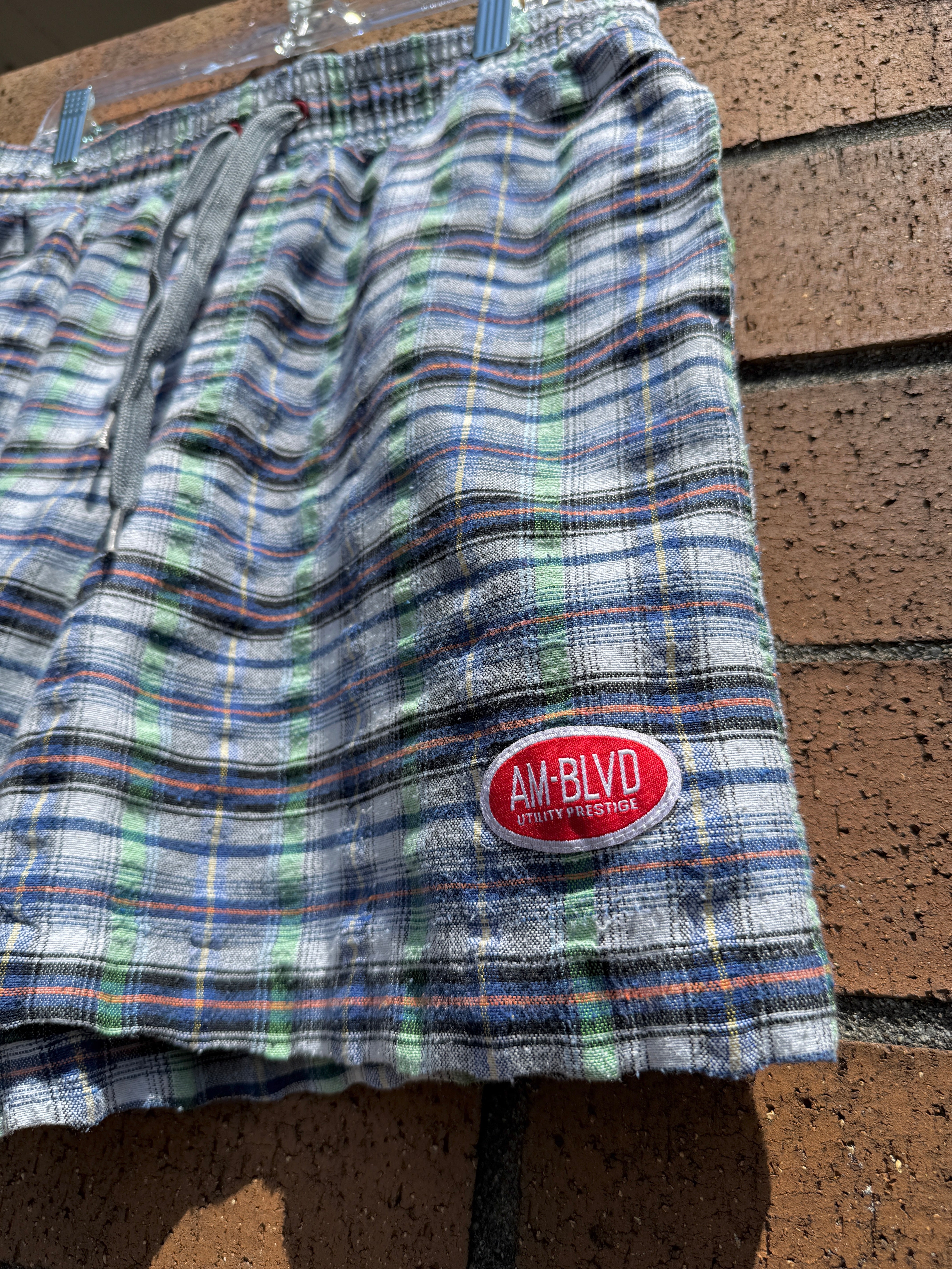 Y2K AM BLVD Plaid Boxer Shorts Size L