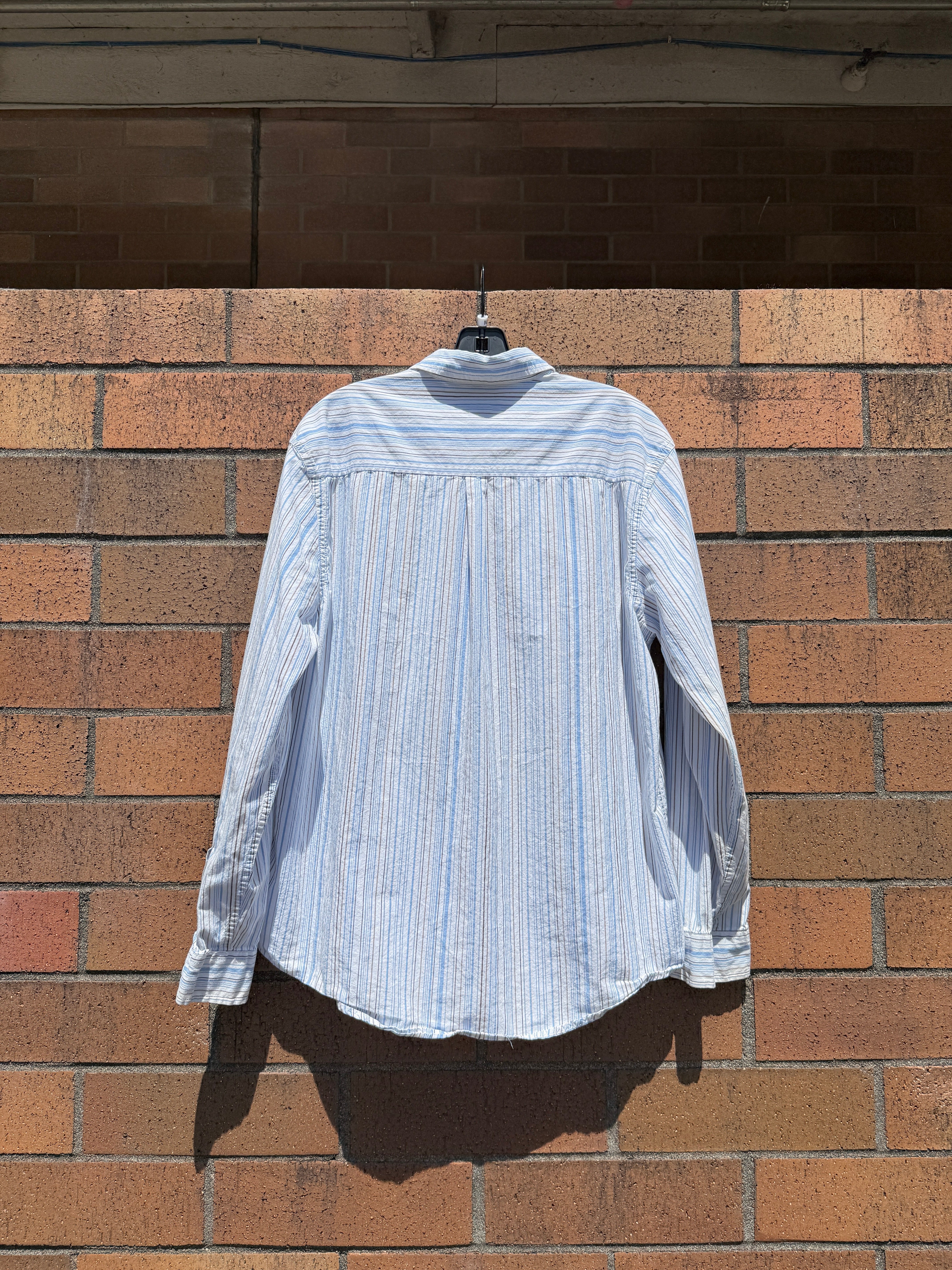 2010s Aeropostale Vertical Stripe Summer Button Up Shirt Size M