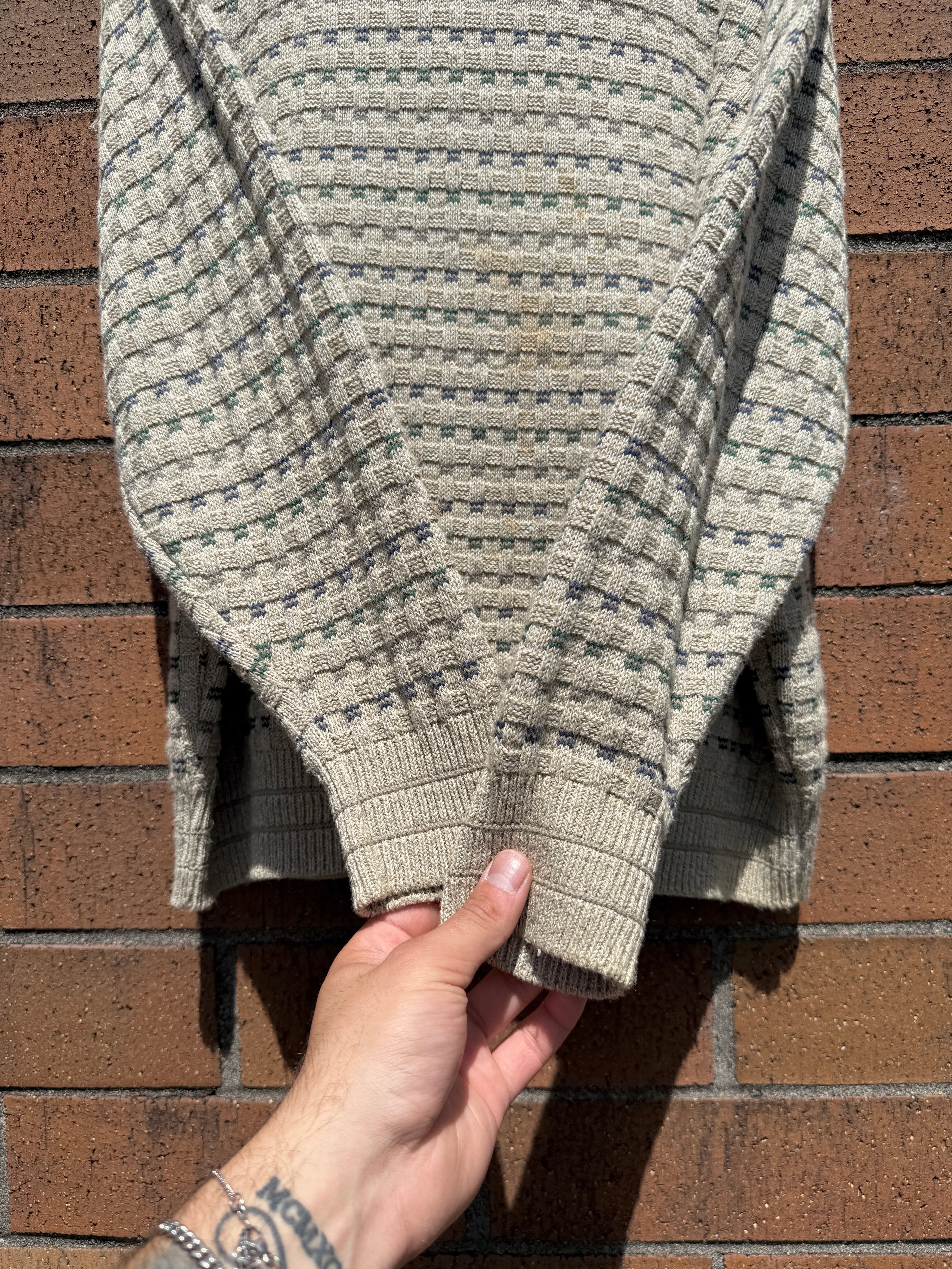 90s Lee Sport Tan Basketweave Sweater Sz M