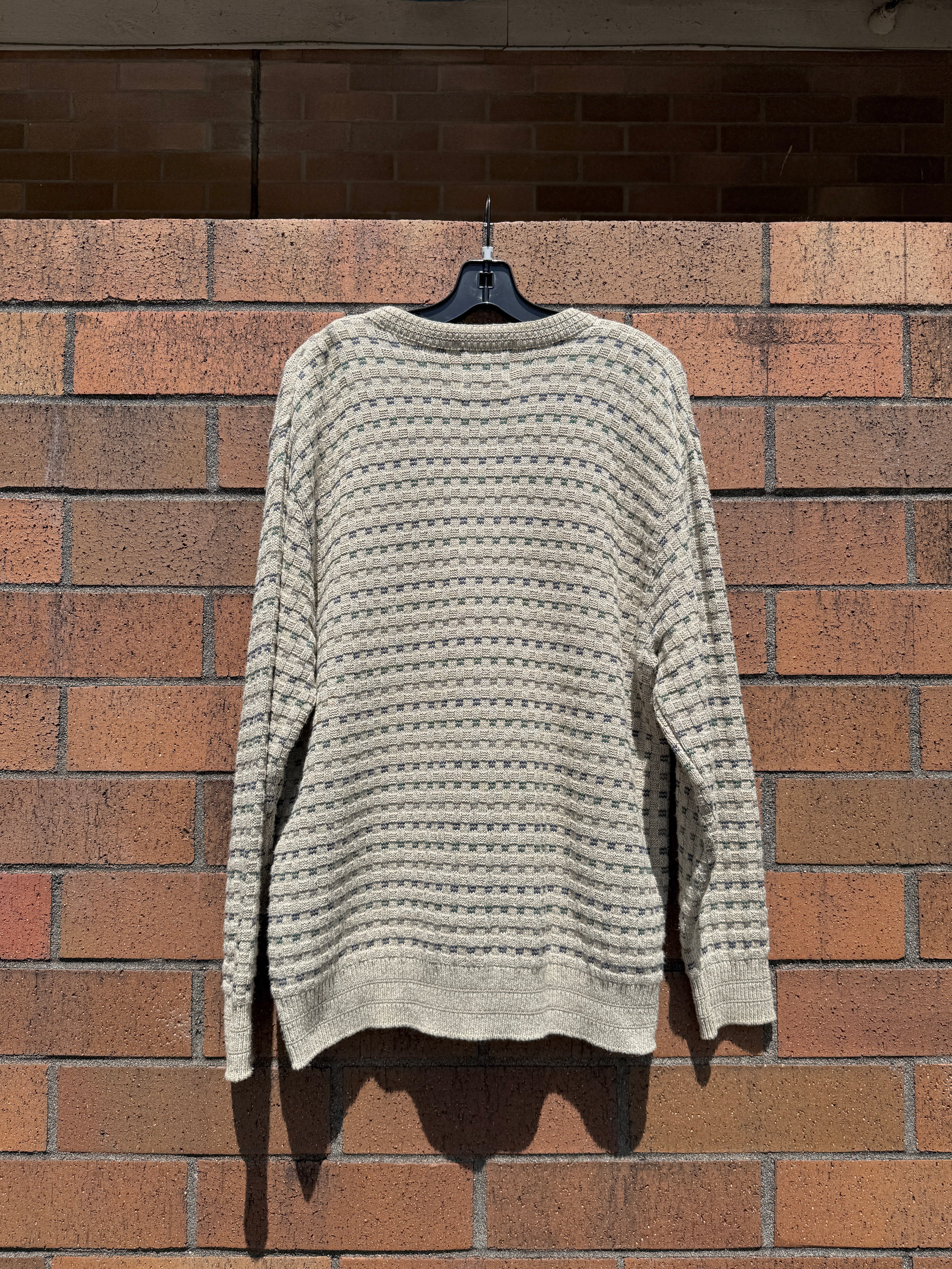 90s Lee Sport Tan Basketweave Sweater Sz M